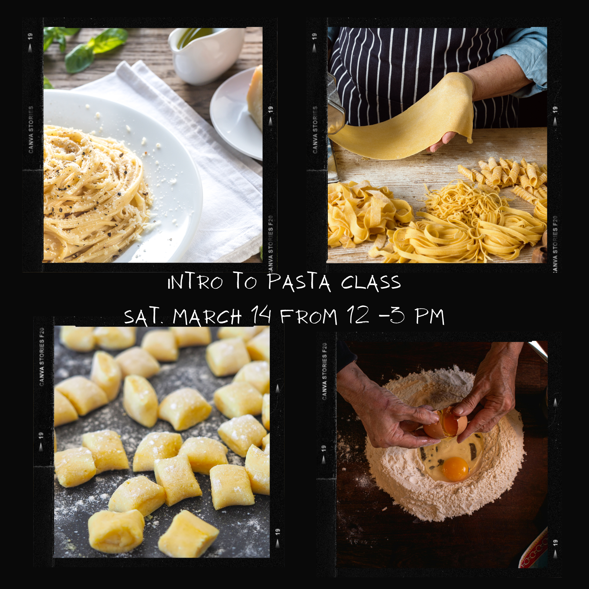Intro to Pasta and Gnocchi Class - Sat. March 14 from 12 -3 pm