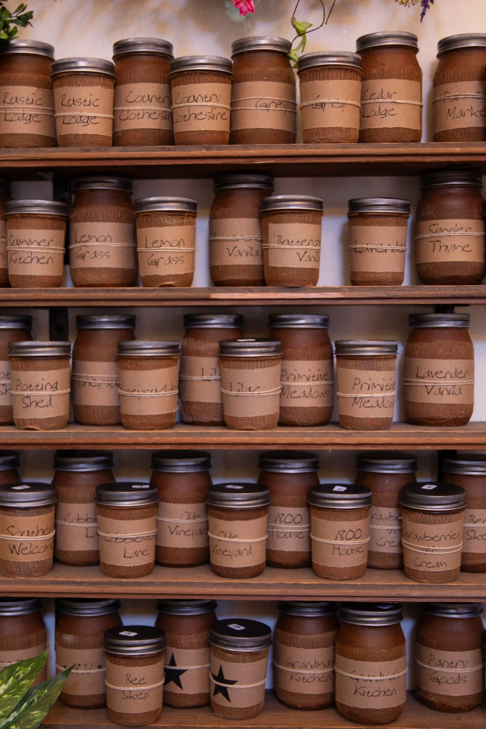 Candles and home fragrance products displayed inside Jacques in Skippack, Pennsylvania.