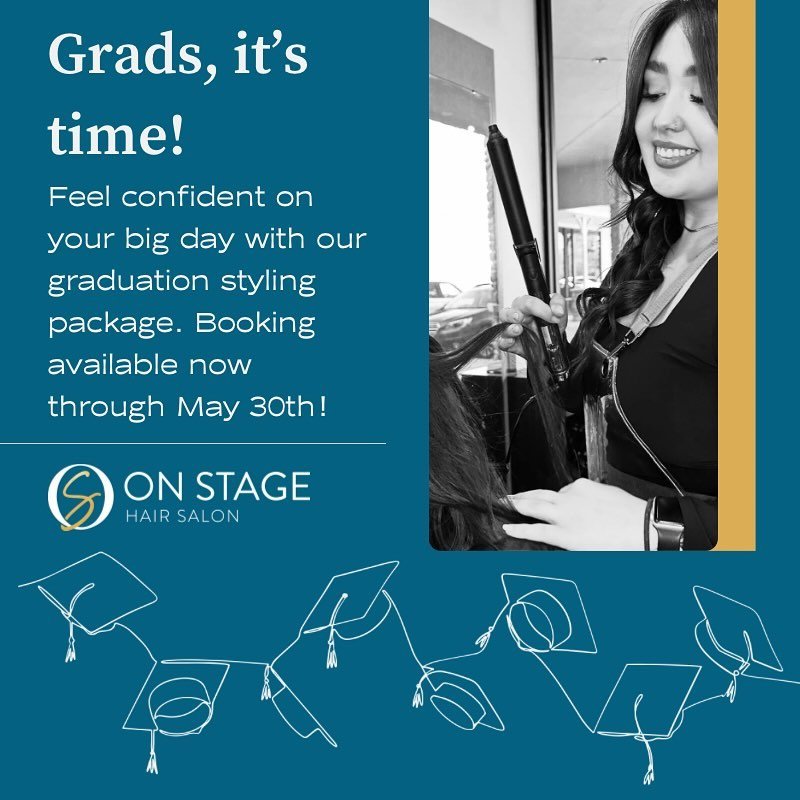 Grads, it&rsquo;s your time to shine!✨ 🎓

Feel confident and photoshoot ready with a shampoo &amp; style along with a &ldquo;Touch-Up&rdquo; product bundle! Limited time deal, May 1st- May 30th.

$115 VALUE for $50! With all you need for your style 