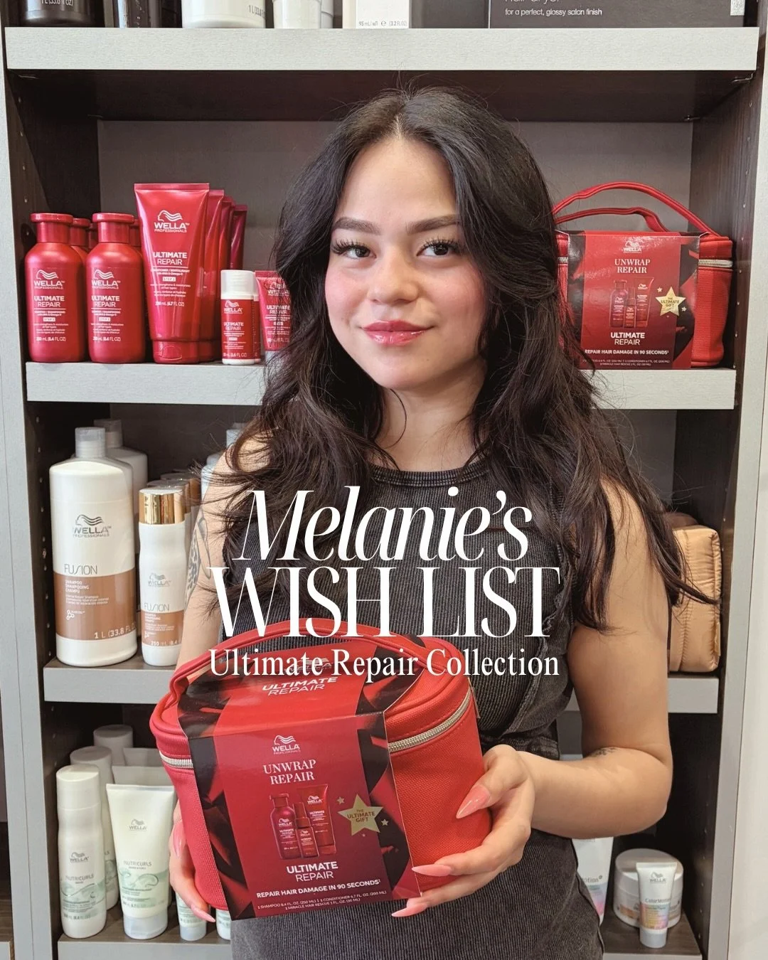 On Melanie&rsquo;s Wish List is the Wella Ultimate Repair Collection!❤️&zwj;🔥 

This collection is perfect for anyone who has been wanting to revive their hair just in time for the new year, &amp; for 3 DAYS ONLY Wella is Buy Two Get One!✨

Why Mel 