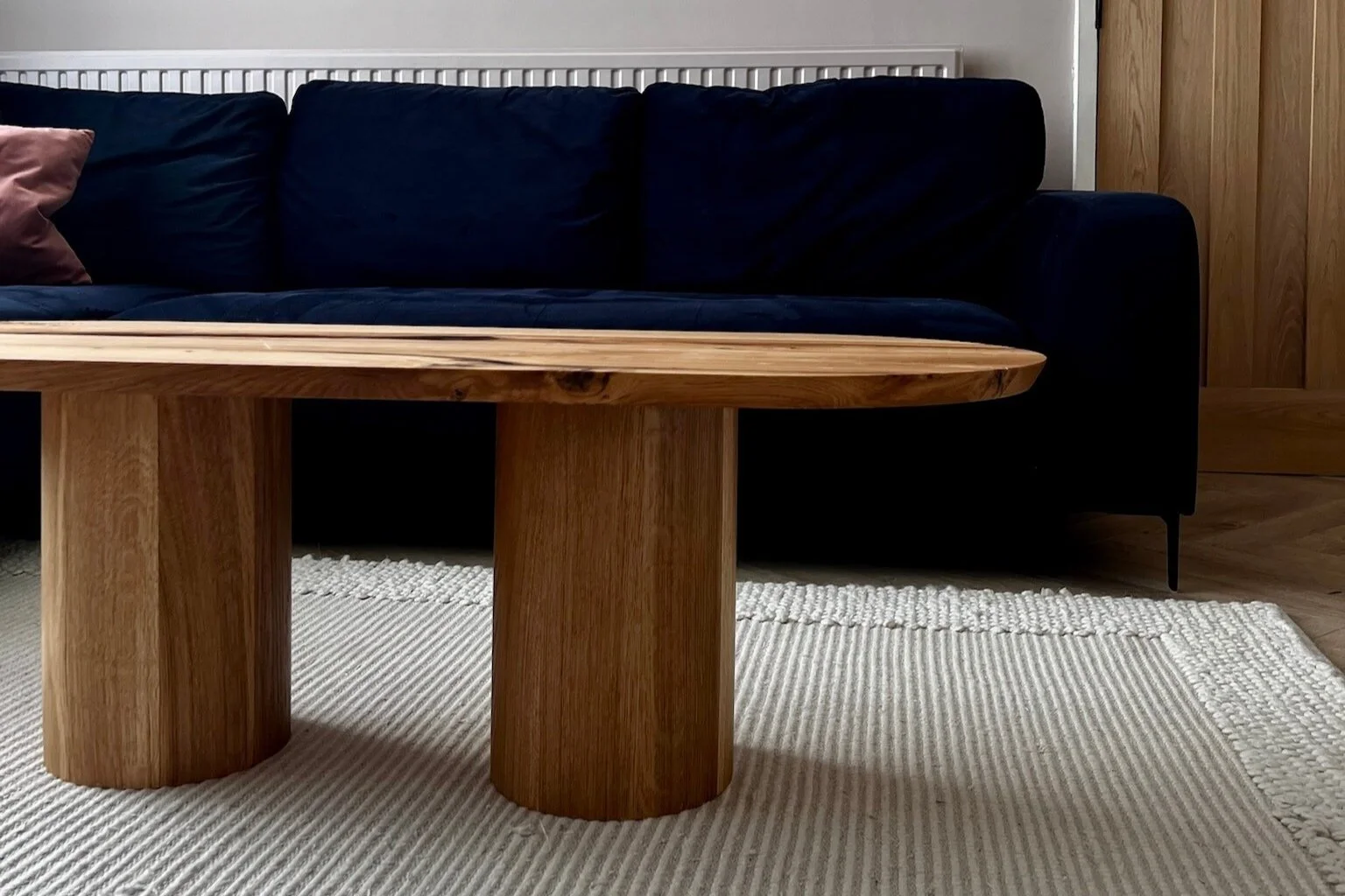 This bespoke oak coffee table was handcrafted for a contemporary living room in Preston. Featuring a sculptural modern design with rounded forms and a natural oak finish, the table was designed to bring warmth and texture into the space while remaini