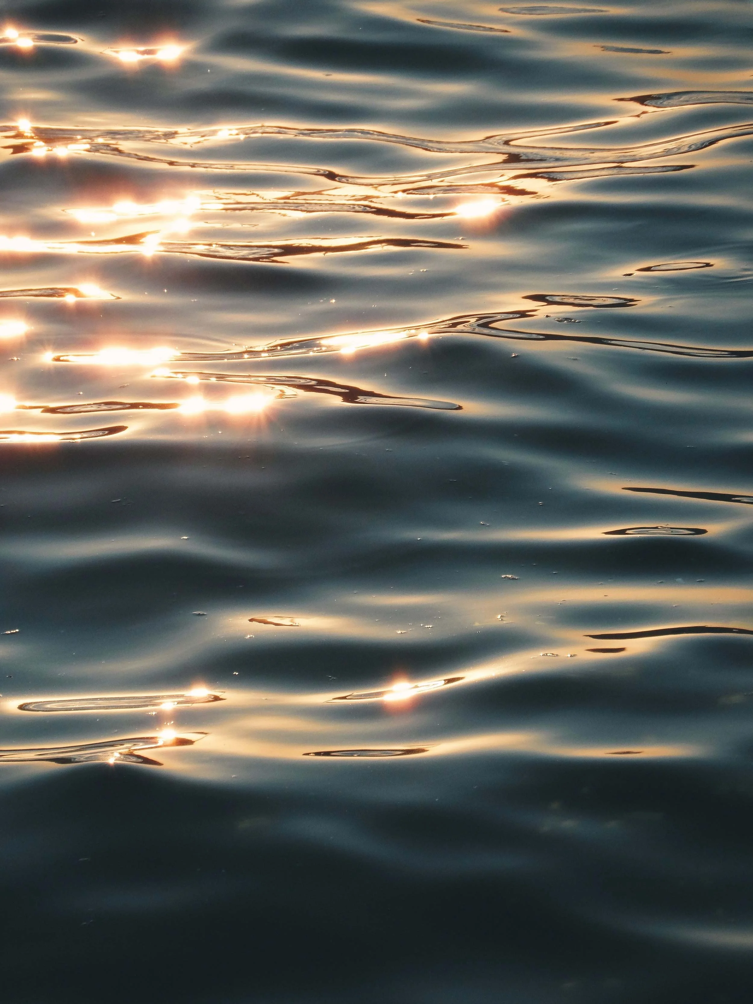 Waves lit by sunlight