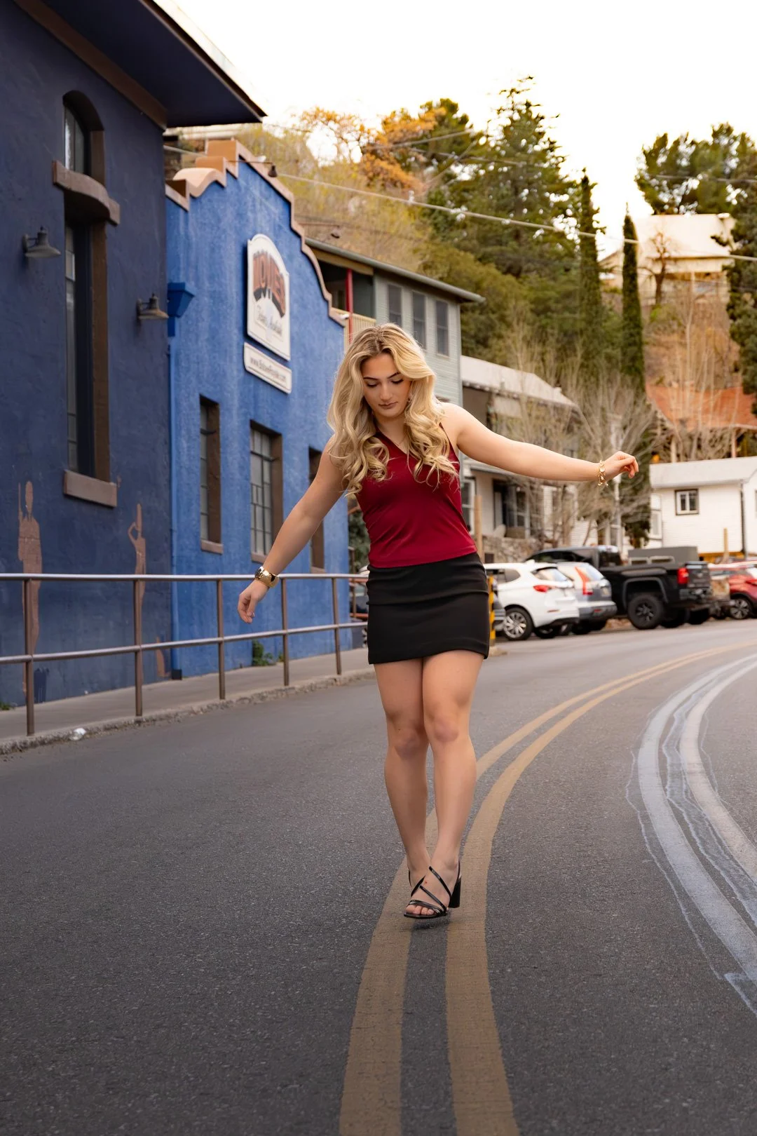 Bisbee Arizona Graduation portraits in the road.jpg