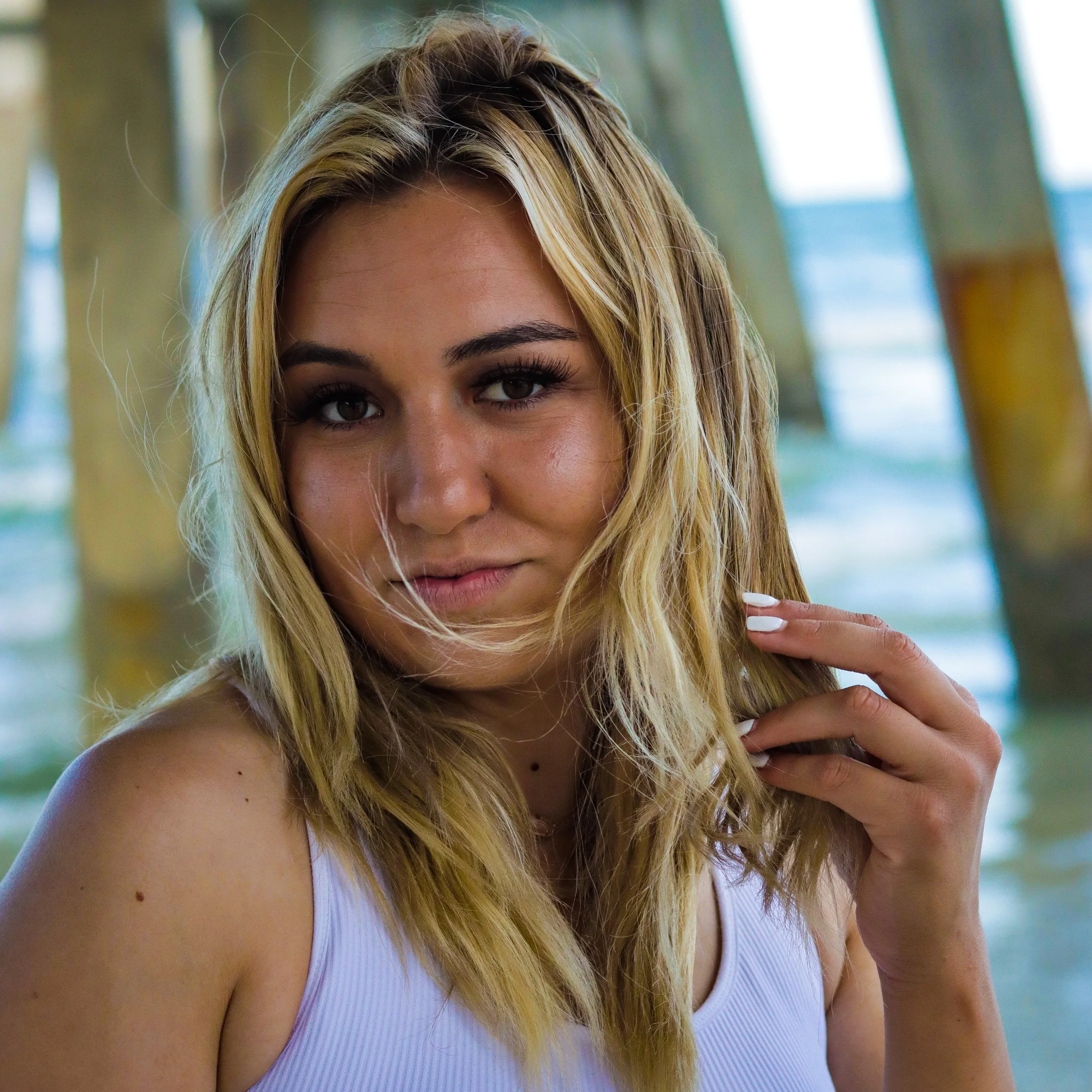 Blonde female in Jacksonville Florida Beach portrait photography session