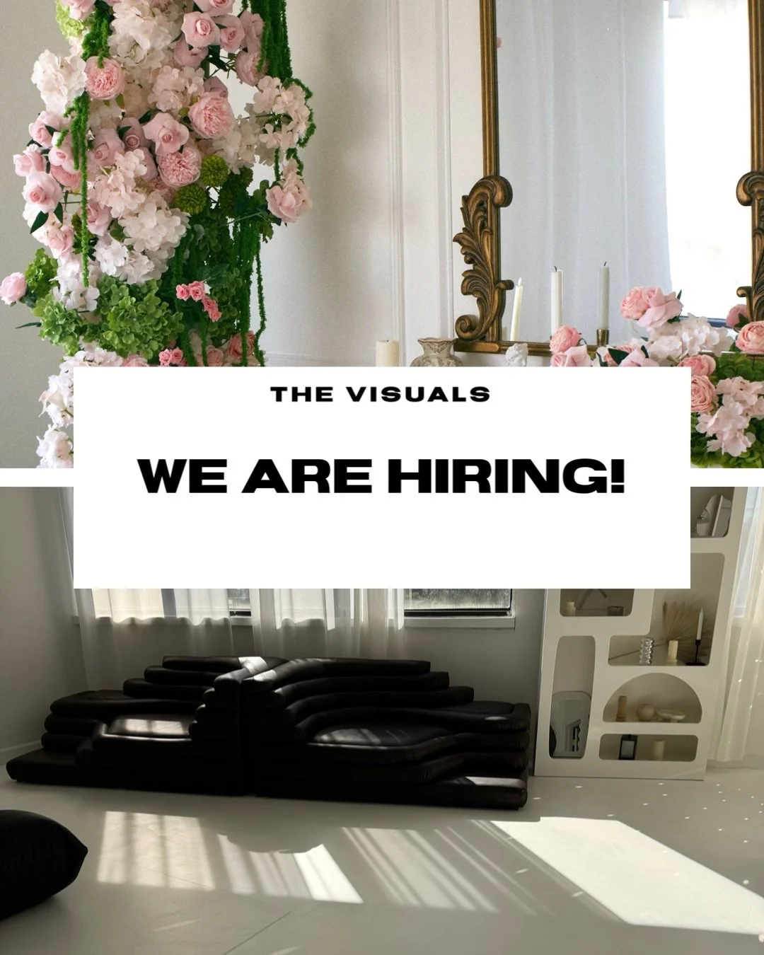 We&rsquo;re hiring 🤍
We&rsquo;re looking for a Studio Assistant + Social Media to join our team at The Visuals.
This is a hands-on role that includes:

Resetting and maintaining the studio
Cleaning and preparing spaces for clients
Answering emails, 