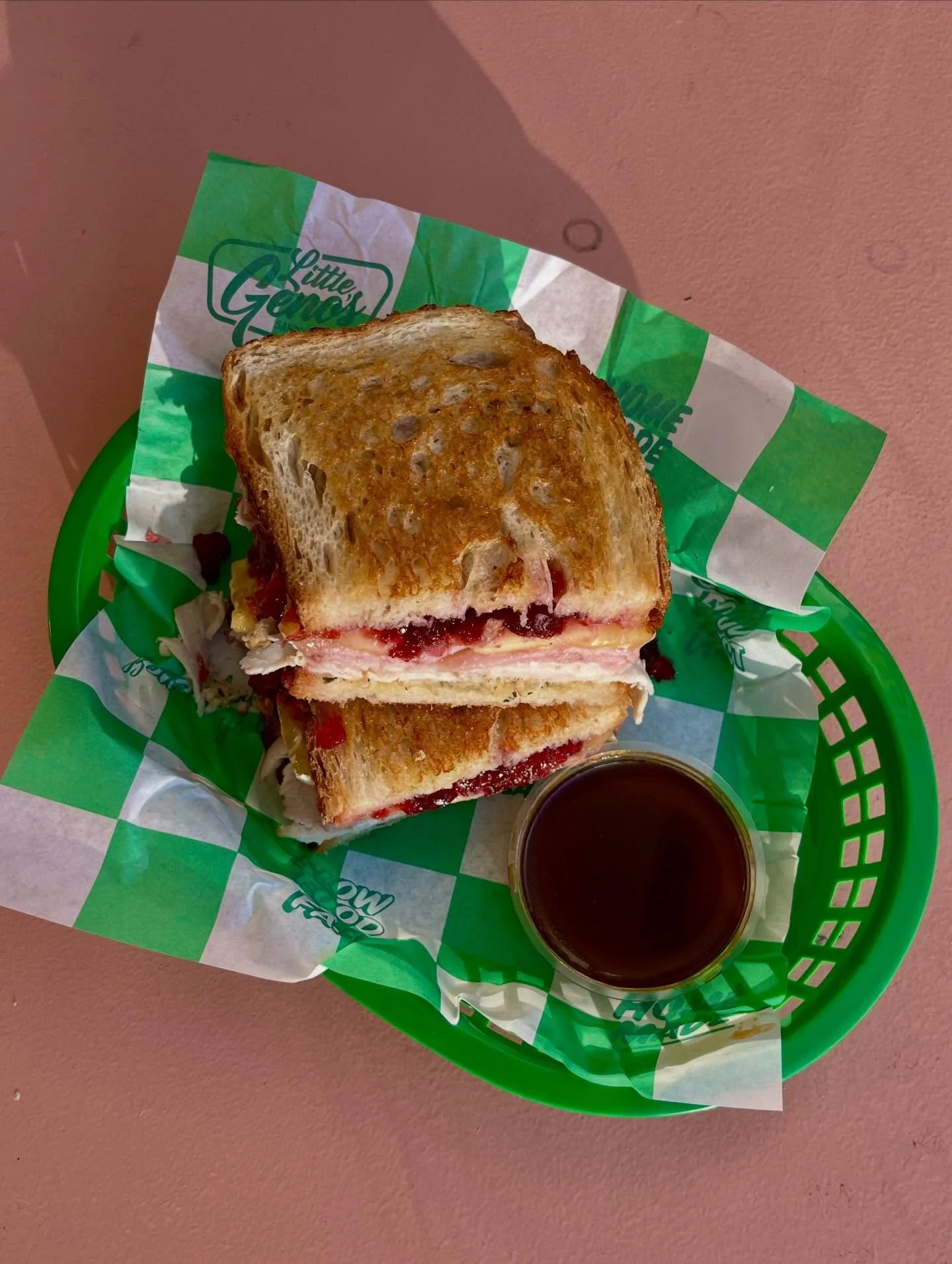 CHRISTMAS SANDWICH 🎅🏼🎄
Toasted Sourdough
Roast Turkey
@jameson_ireland Whiskey &amp; Orange Ham Hock 
Sage + Onion Stuffing
Cranberry Sauce
Whipped Brie Cheese 
With a little pot of Dipping Gravy