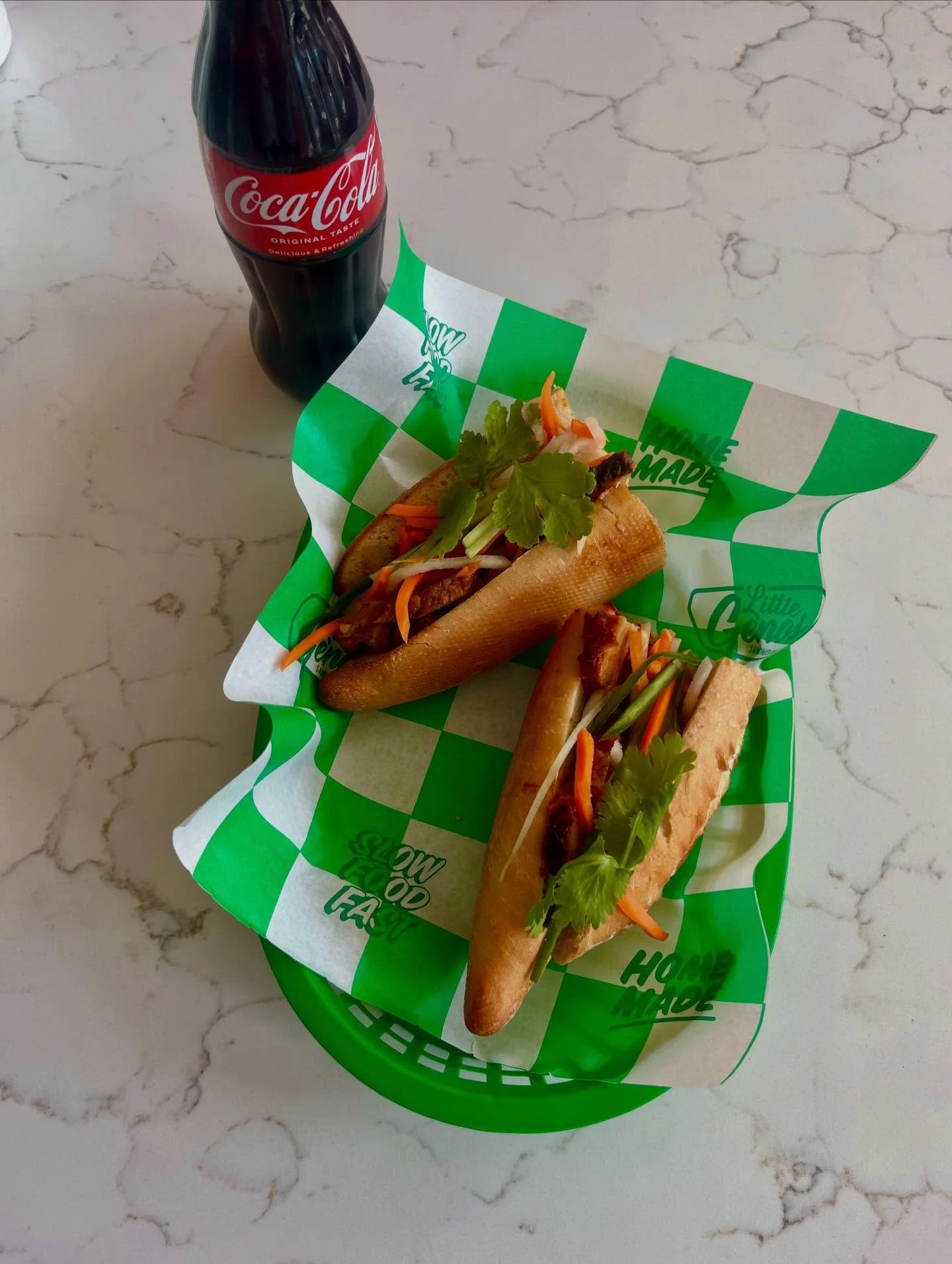 B&Aacute;NH M&Igrave;
Crusty French Baguette 
Vietnamese Spiced Pork Sausage
Sticky Lemongrass Pork Belly
Shredded Carrot, Daikon Radish + Cucumber
Black Garlic Aioli
Jalape&ntilde;o Vinaigrette 
Coriander
.
.
.
.
.
.
.
.
.
.
.
#deli #sandwiches #new