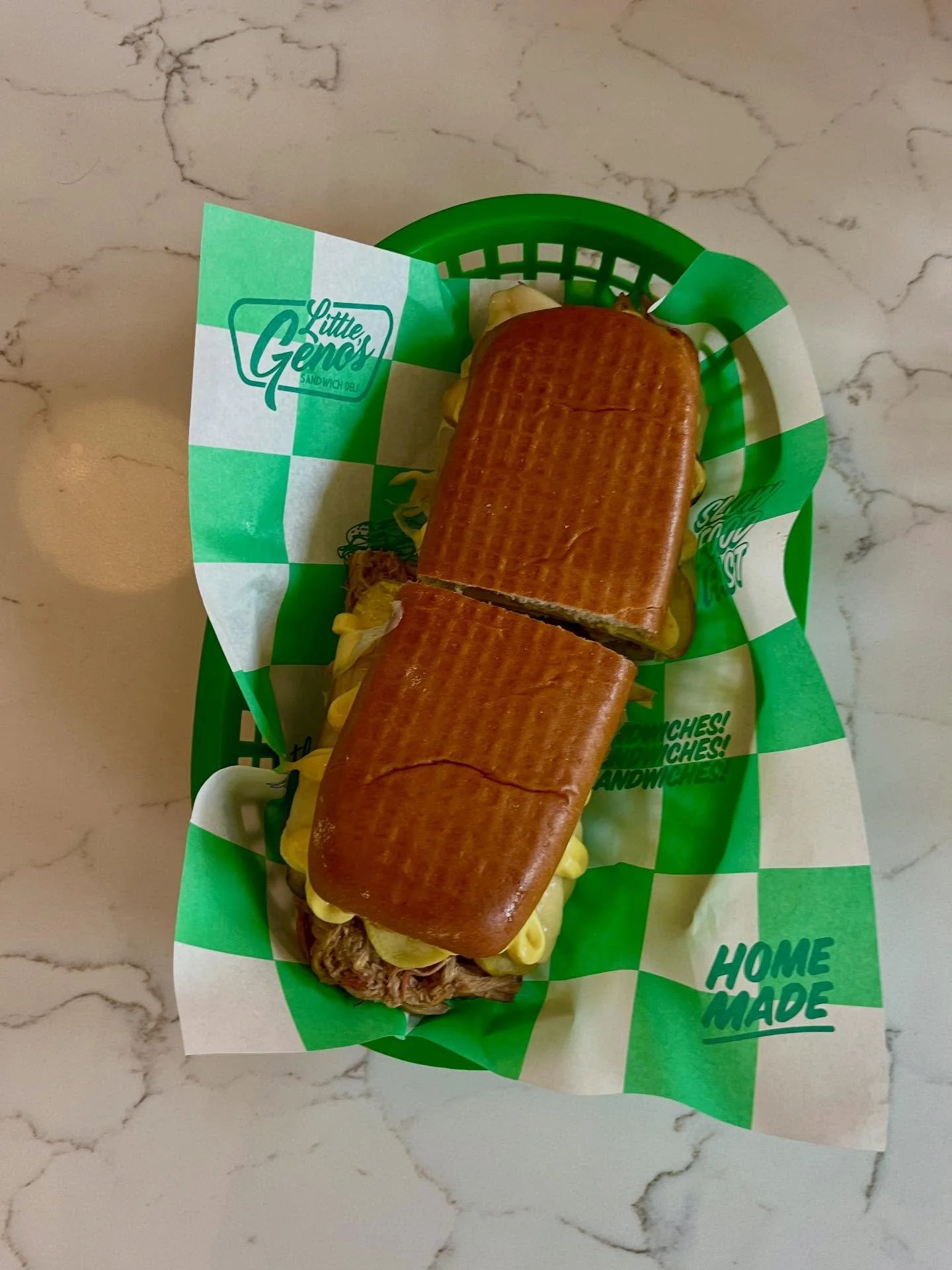 CUBANO

Grilled Cuban Bread
Roast Mojo Pork Shoulder
Sliced Ham
Swiss Cheese
Pickles
Mustard Aioli