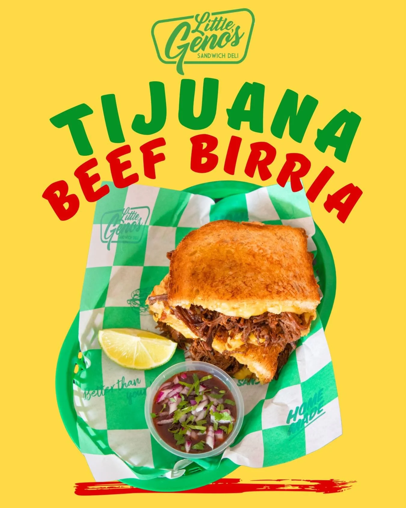TIJUANA BEEF BIRRIA
Slow-braised Tijuana-style beef birria, grilled with melted cheese on toasted sourdough, served with a rich chilli consomme for dipping!