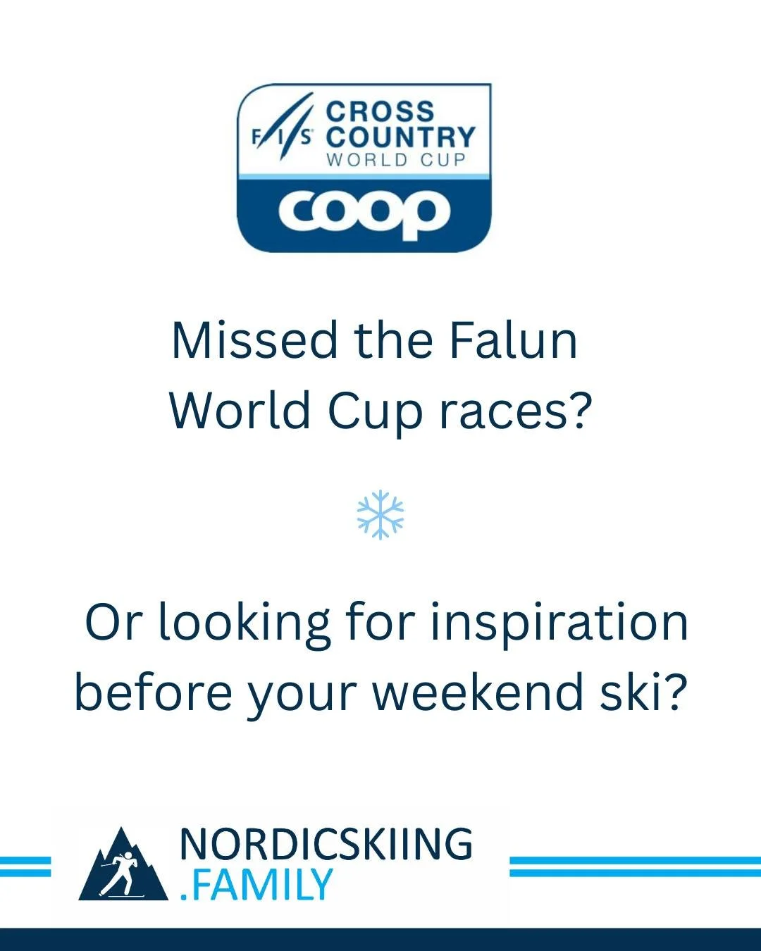 Getting ready for your weekend ski and looking for a little inspiration? Or want to catch up on the Falun World Cup but don&rsquo;t have time to watch all the races?

🏆 See who made the podium
🎥 Watch the race highlights
❄️ Get inspired for your ow