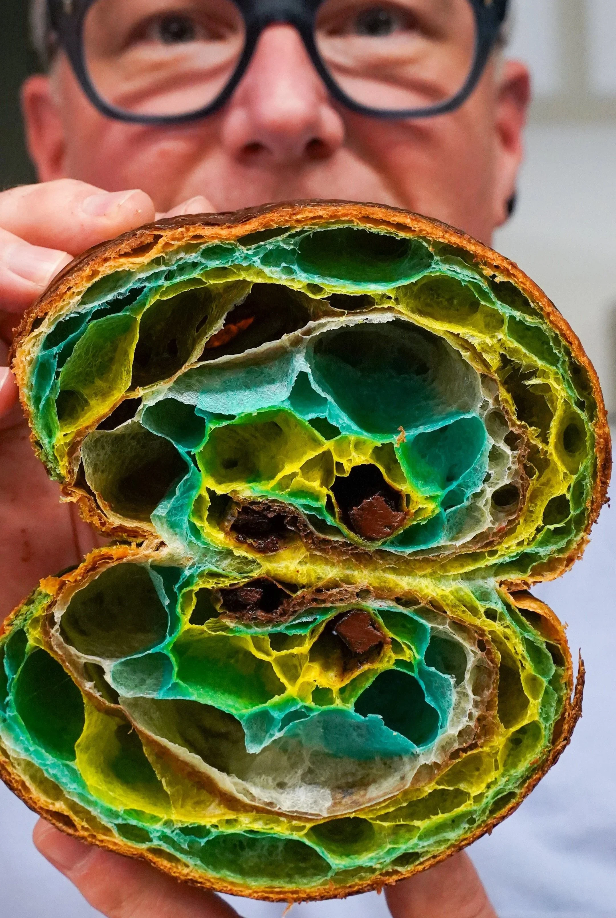 a multicoloured pain au chocolat