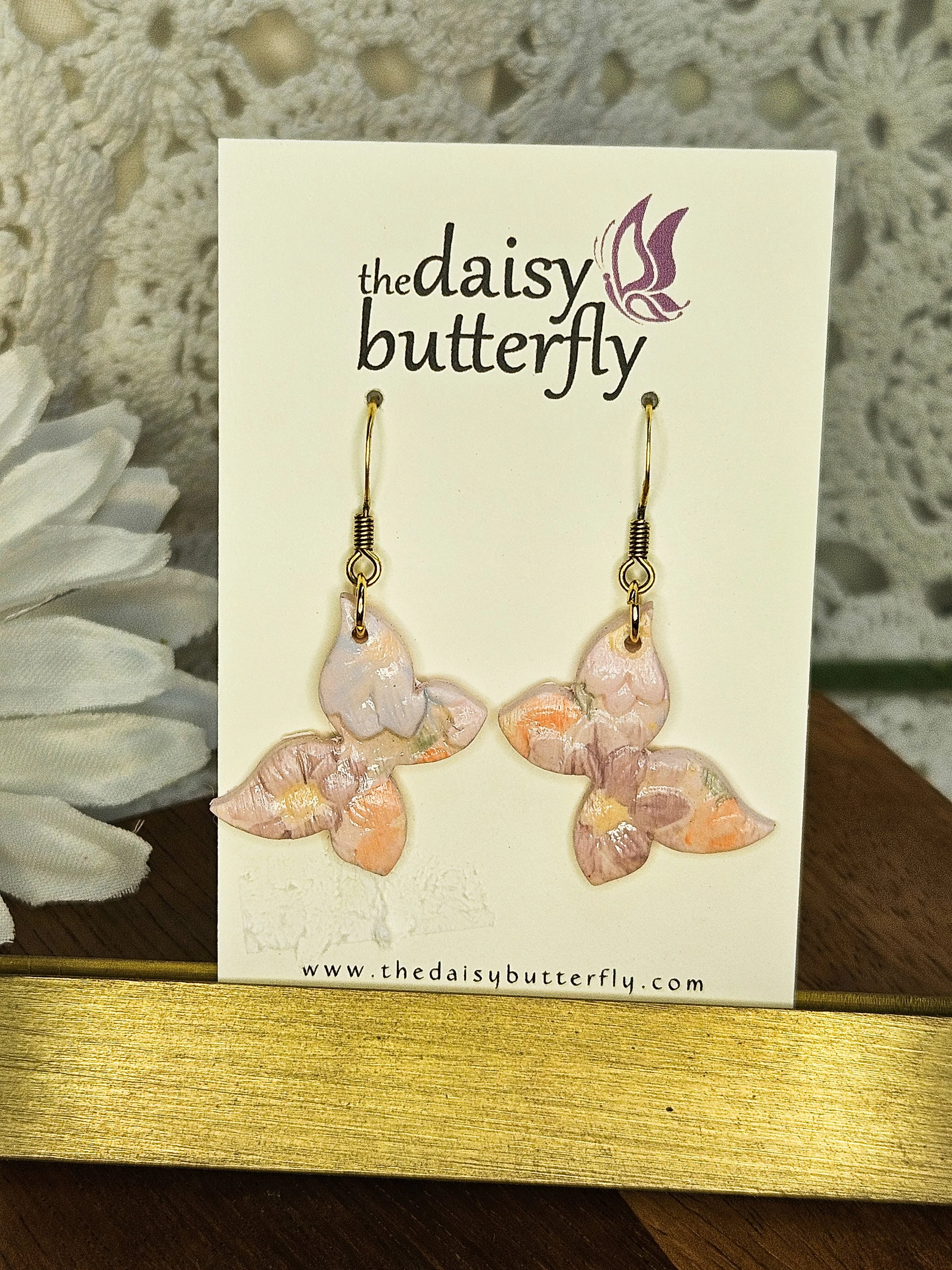 Watercolor Floral Butterfly Earrings
