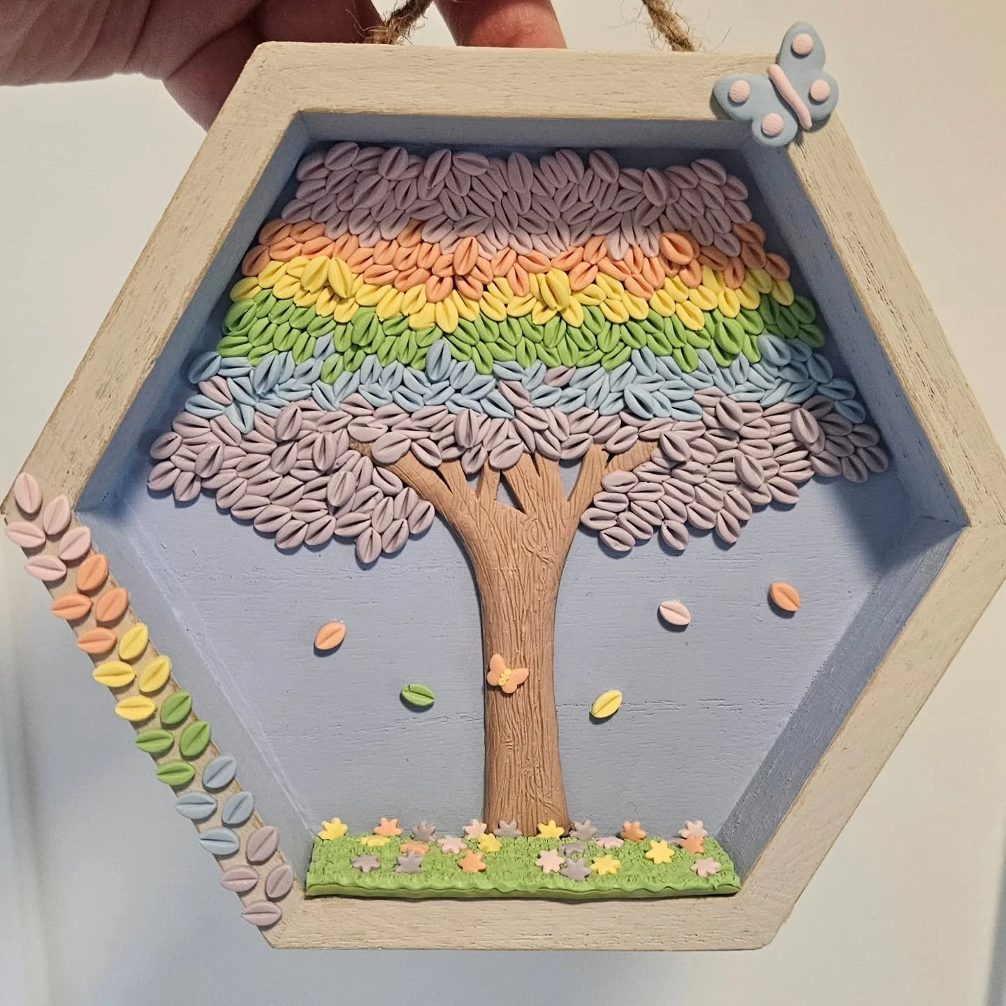 Throwback to my first small art piece. I don't title every piece of work but I did title this one - "Spring Bloom". Inspires by the ombre autumn trees in our neighborhood, I wanted to make a rainbow tree for spring. 

I made this in March o