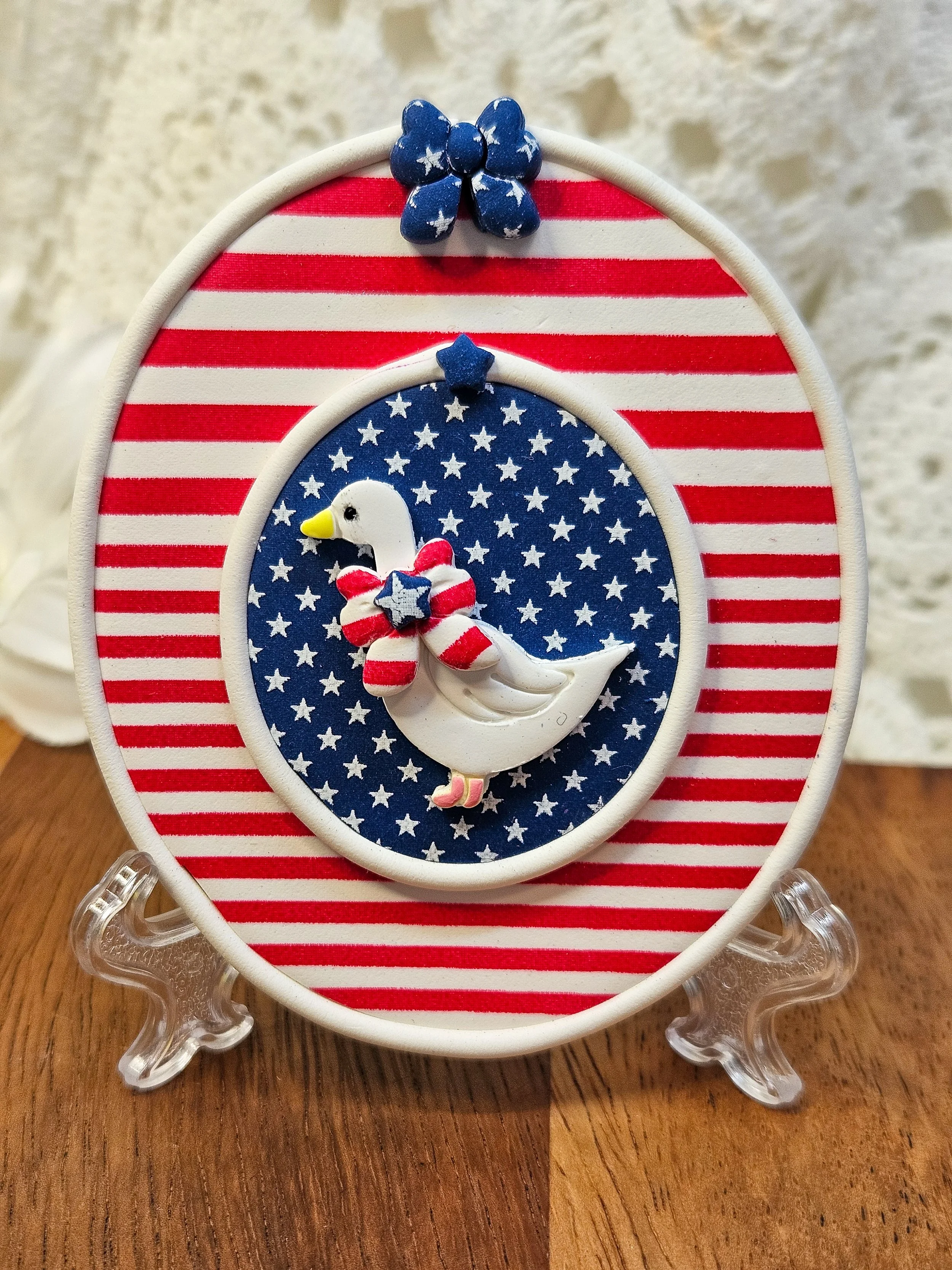 "Patriotic Goose" - Clay Art Tile