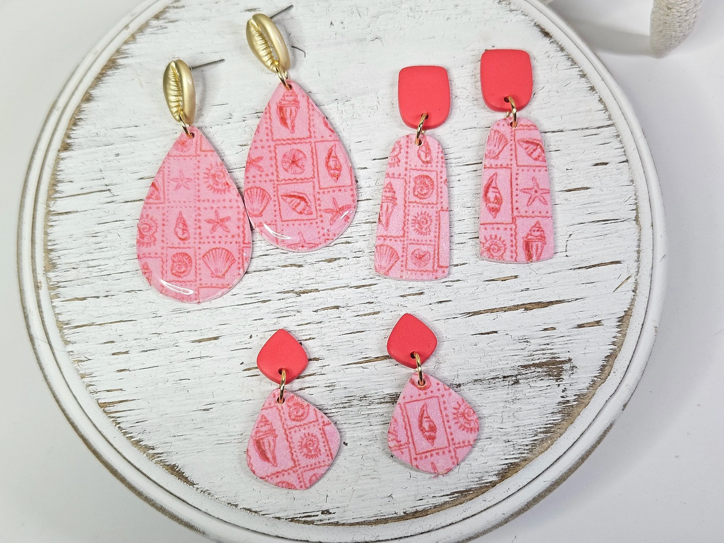 Pink Seashell Stamp Dangles