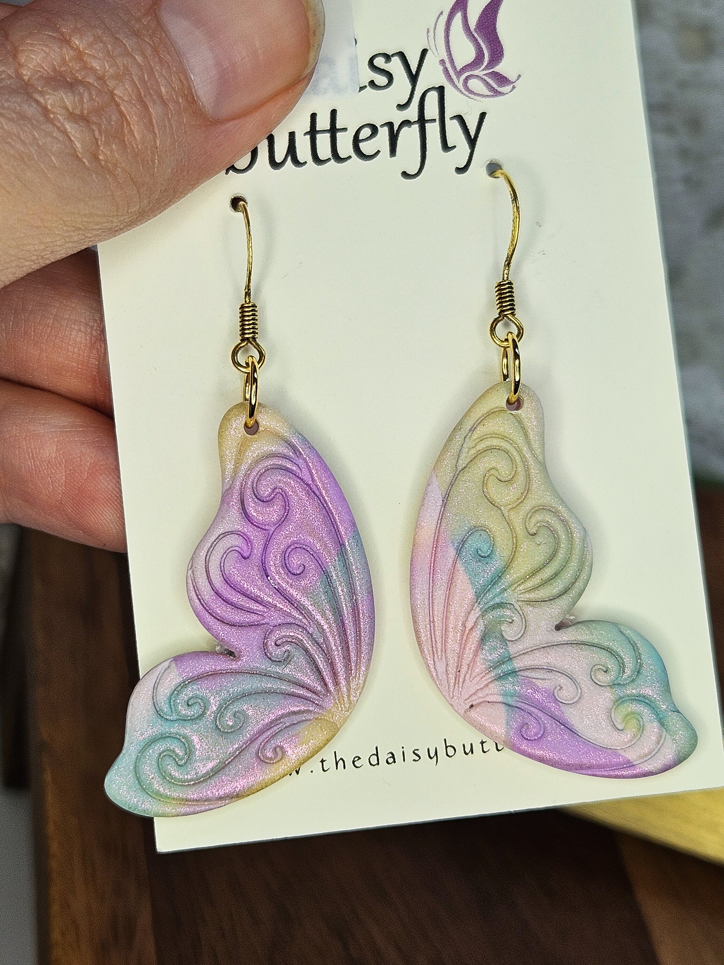 Pastel Butterfly Wing Earrings