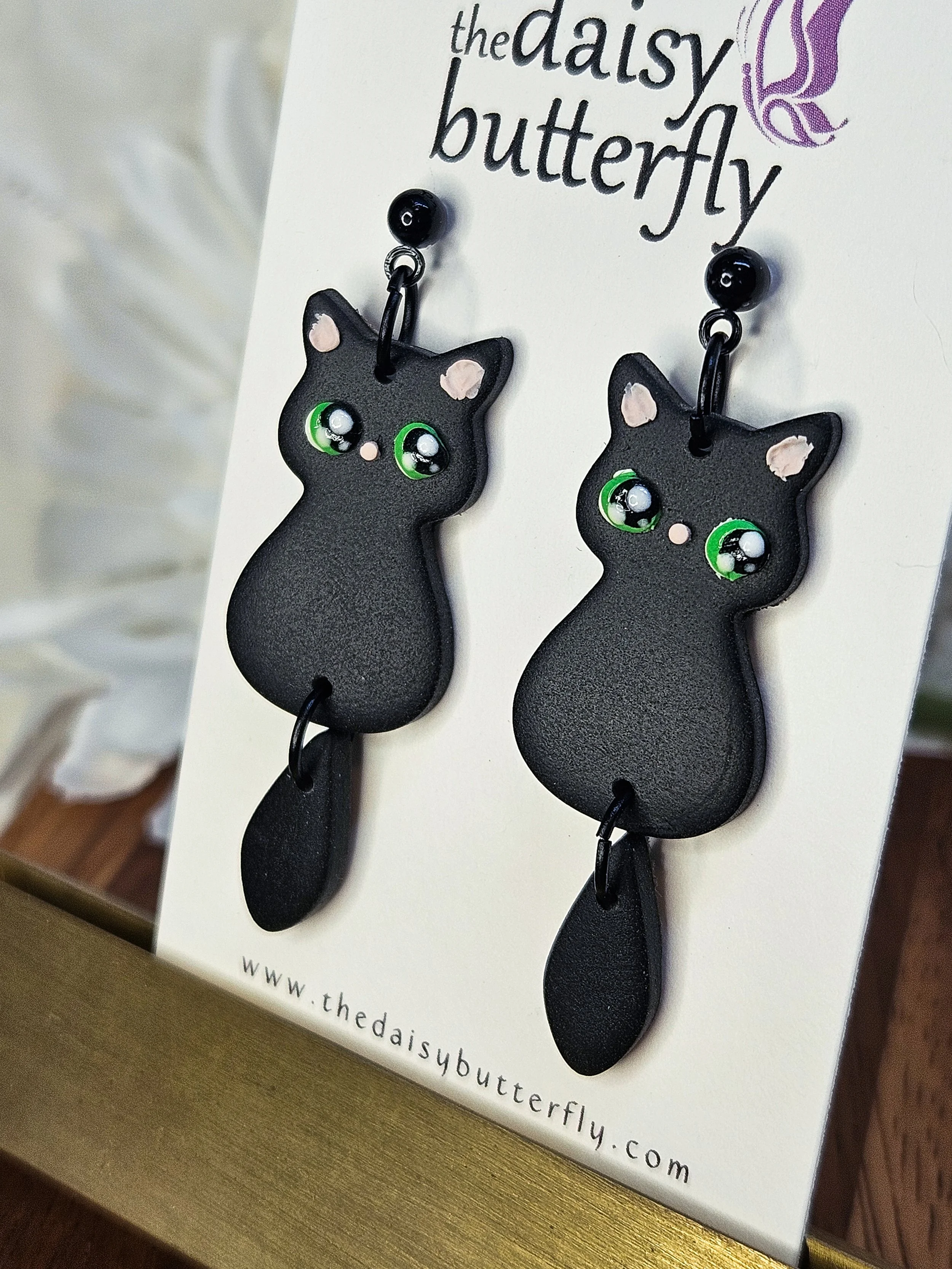 Black Cat Dangle Earrings