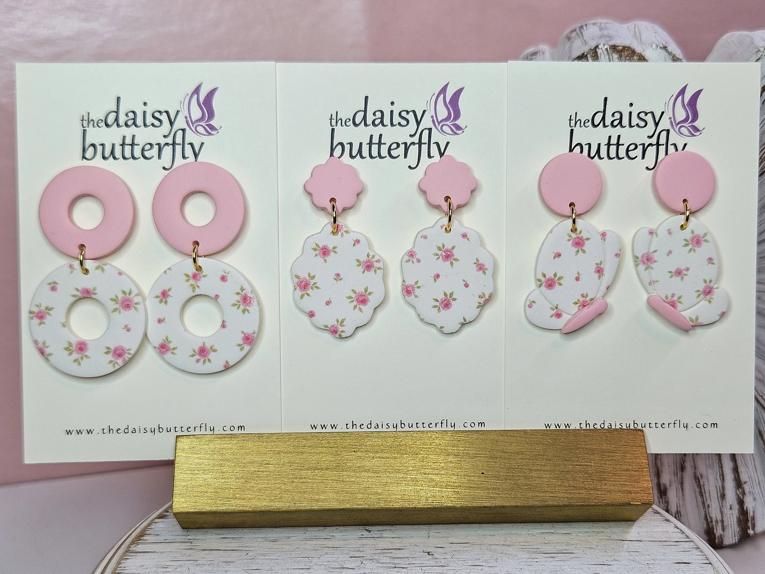 Rosebud Print Dangles (Donut, Scallop, Butterfly)