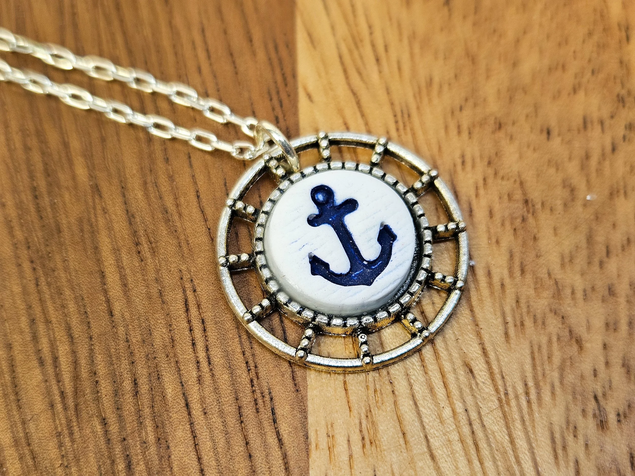 Anchor on Ship's Wheel Necklace