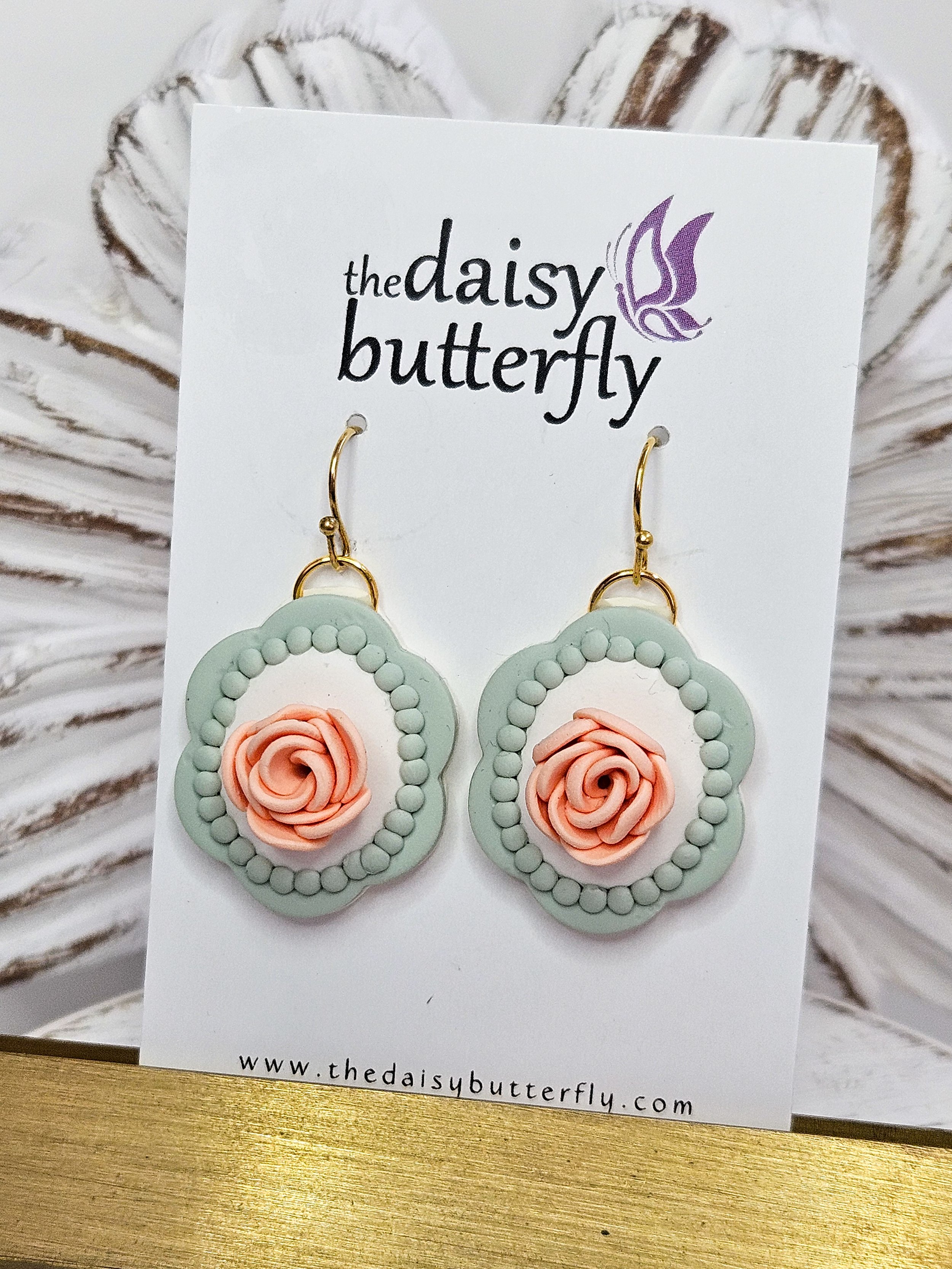 Peach Garden Cameo Earrings - Wildflower Finds