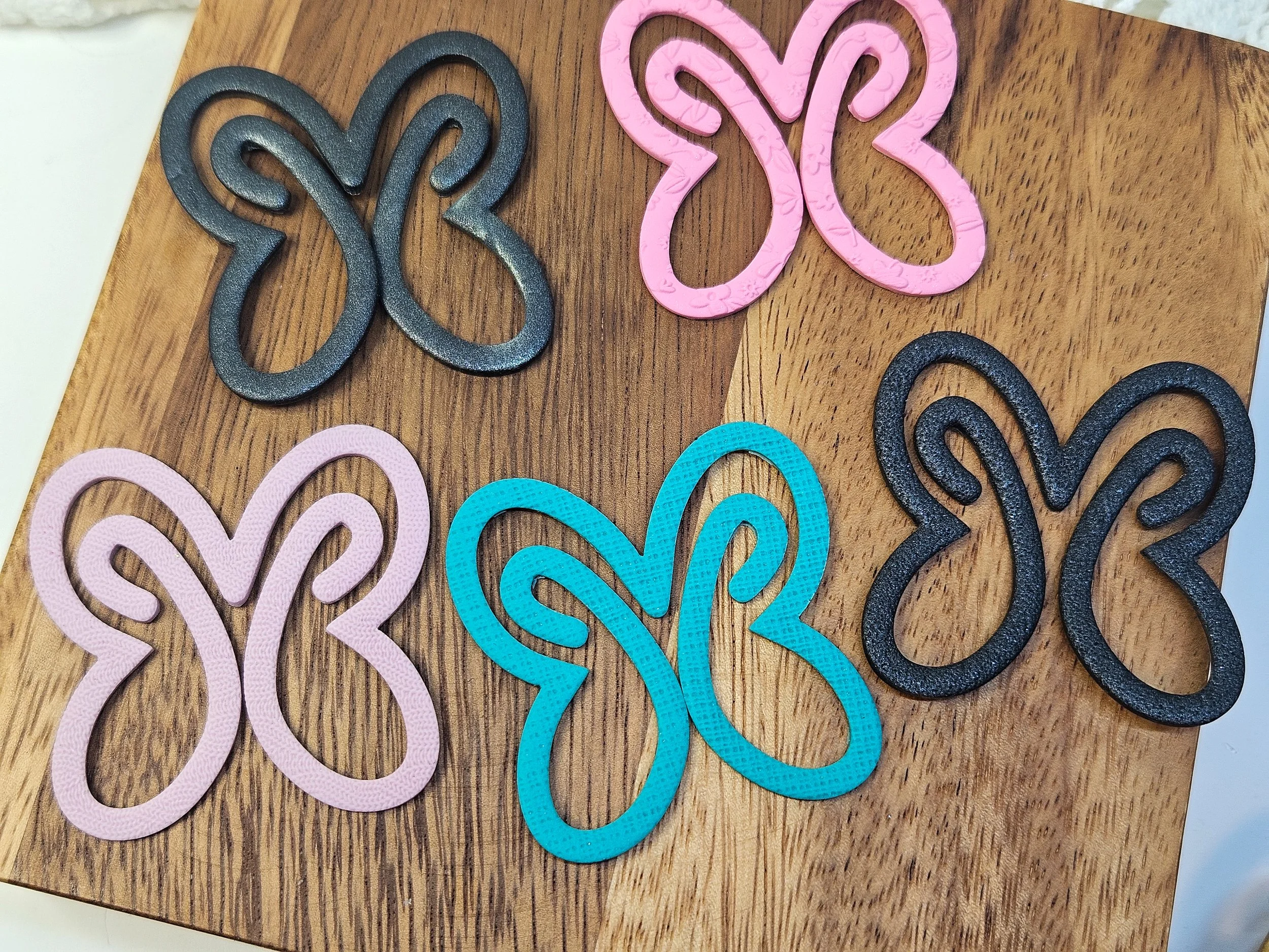 Whimsical Shaped Clay Paperclip Bookmarks - Butterfly, Snake, Heart, Bow