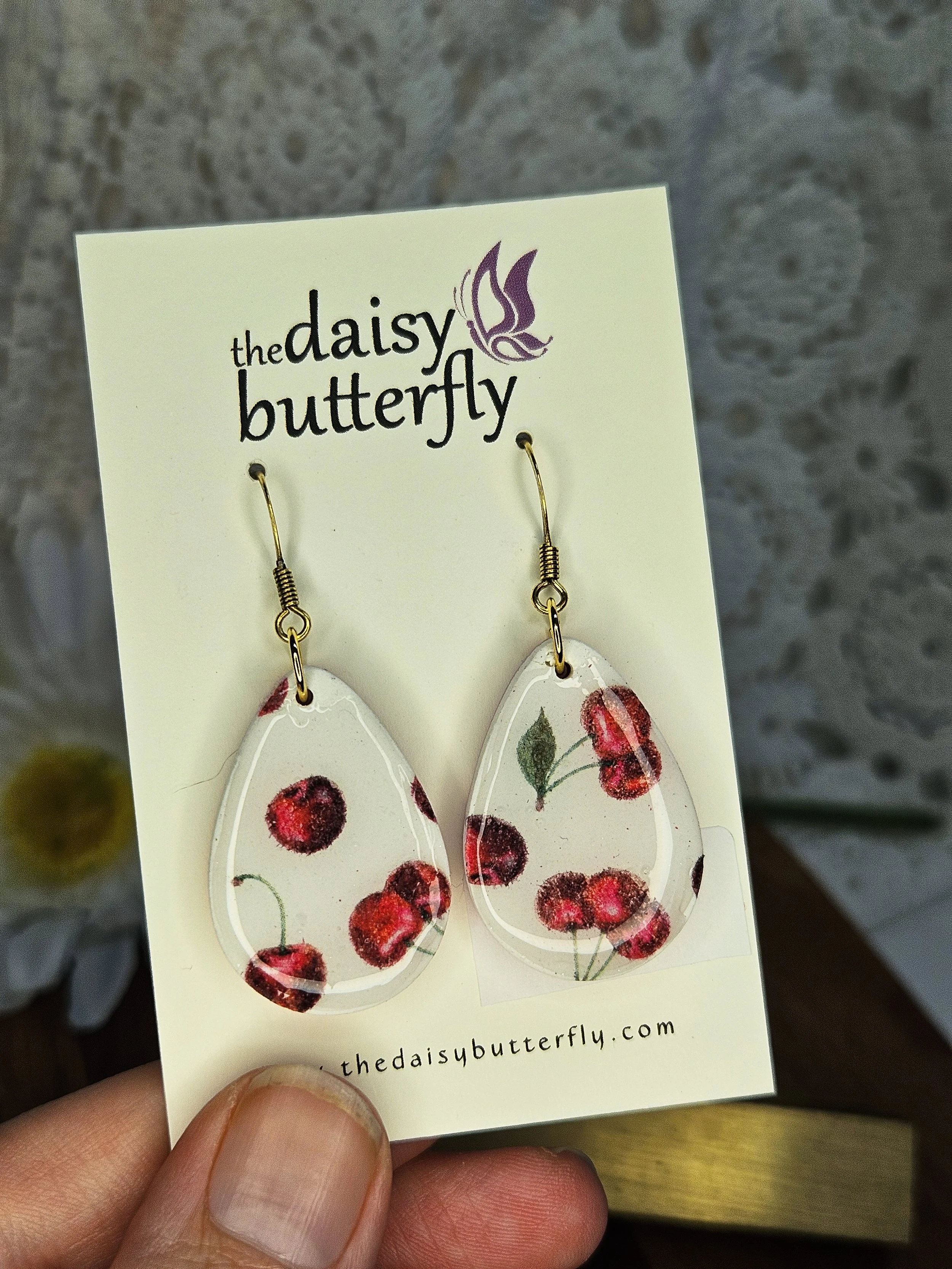 Fruit & Veggie Print Earrings - Cherry, Strawberry, Mixed Berry, Tomato