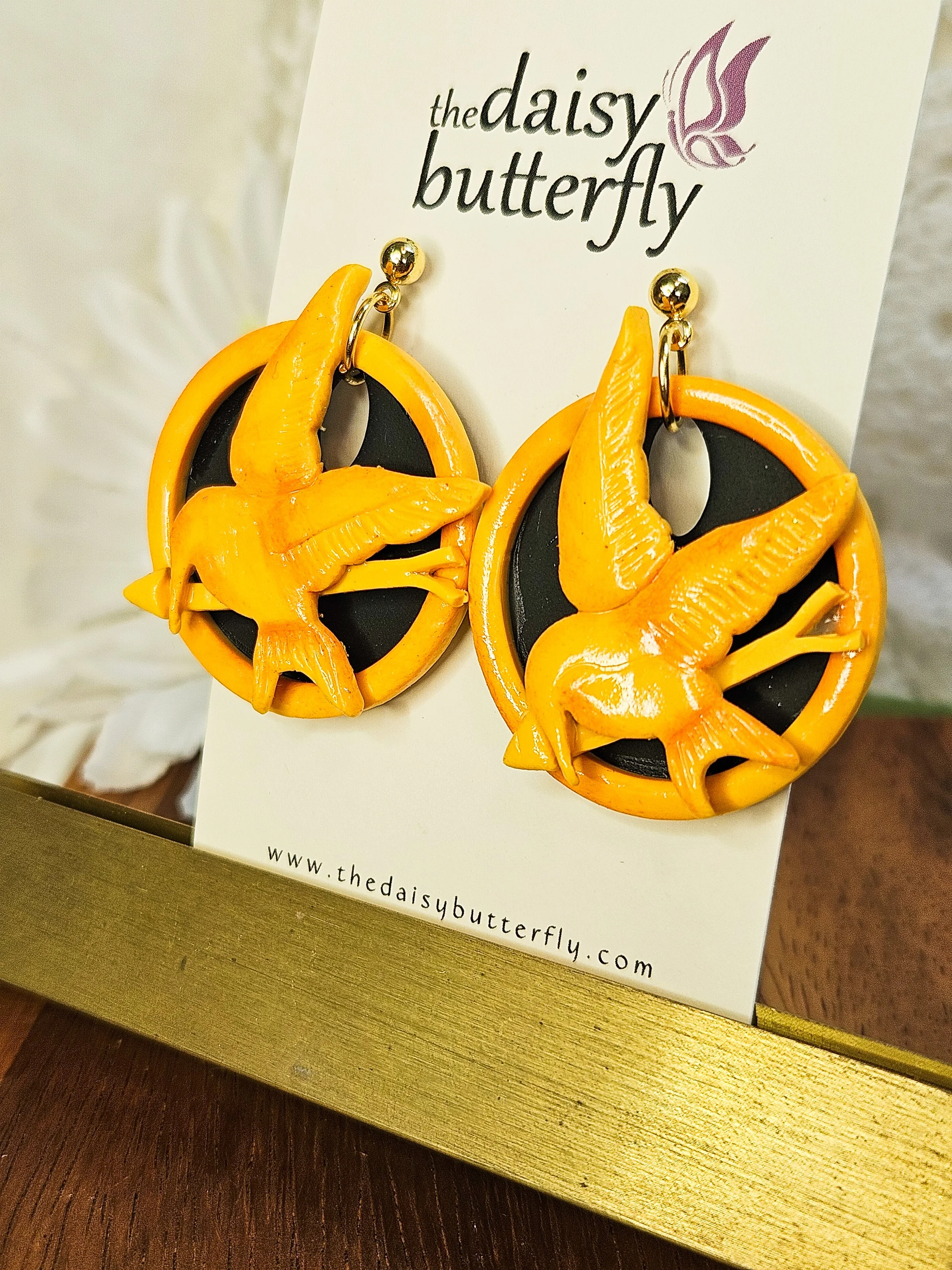 Golden Jay Bird Earrings