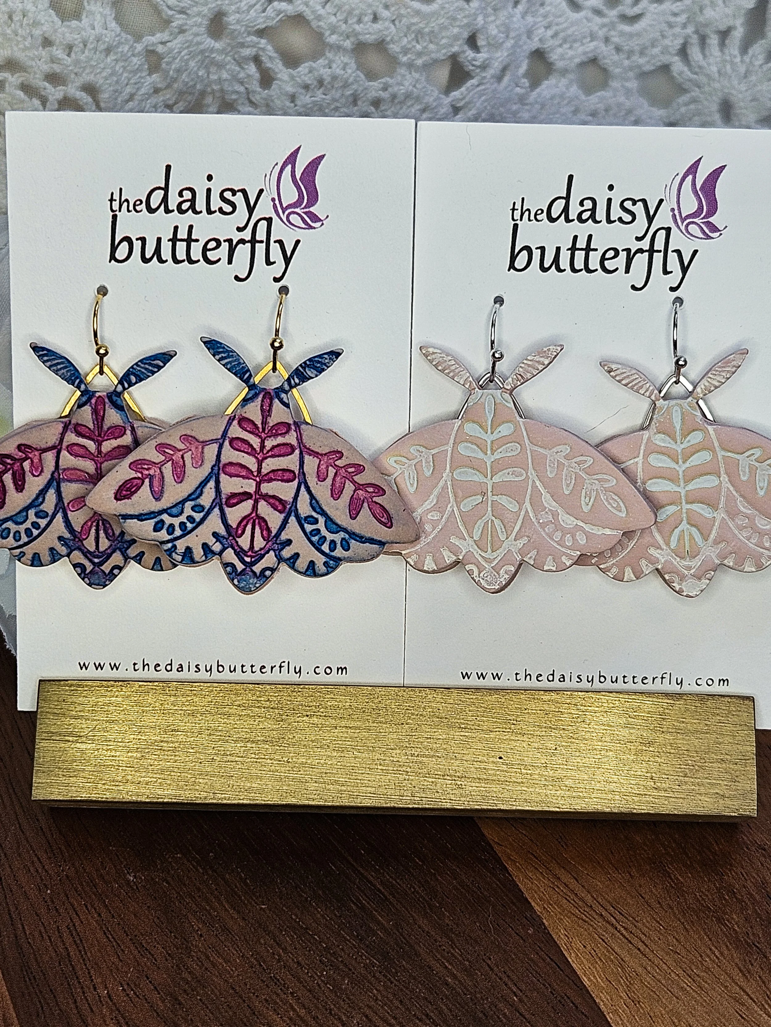 Folk Flower Moth Earrings