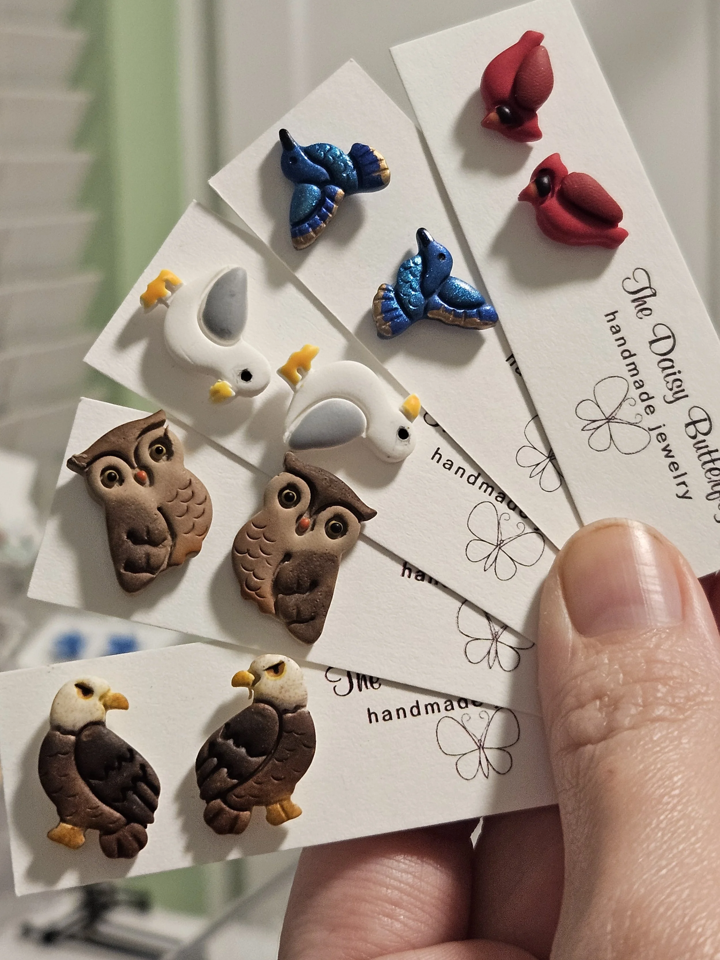 Assorted Bird Studs - Cardinals, Hummingbirds, Owls, American Eagles, Sea Gulls