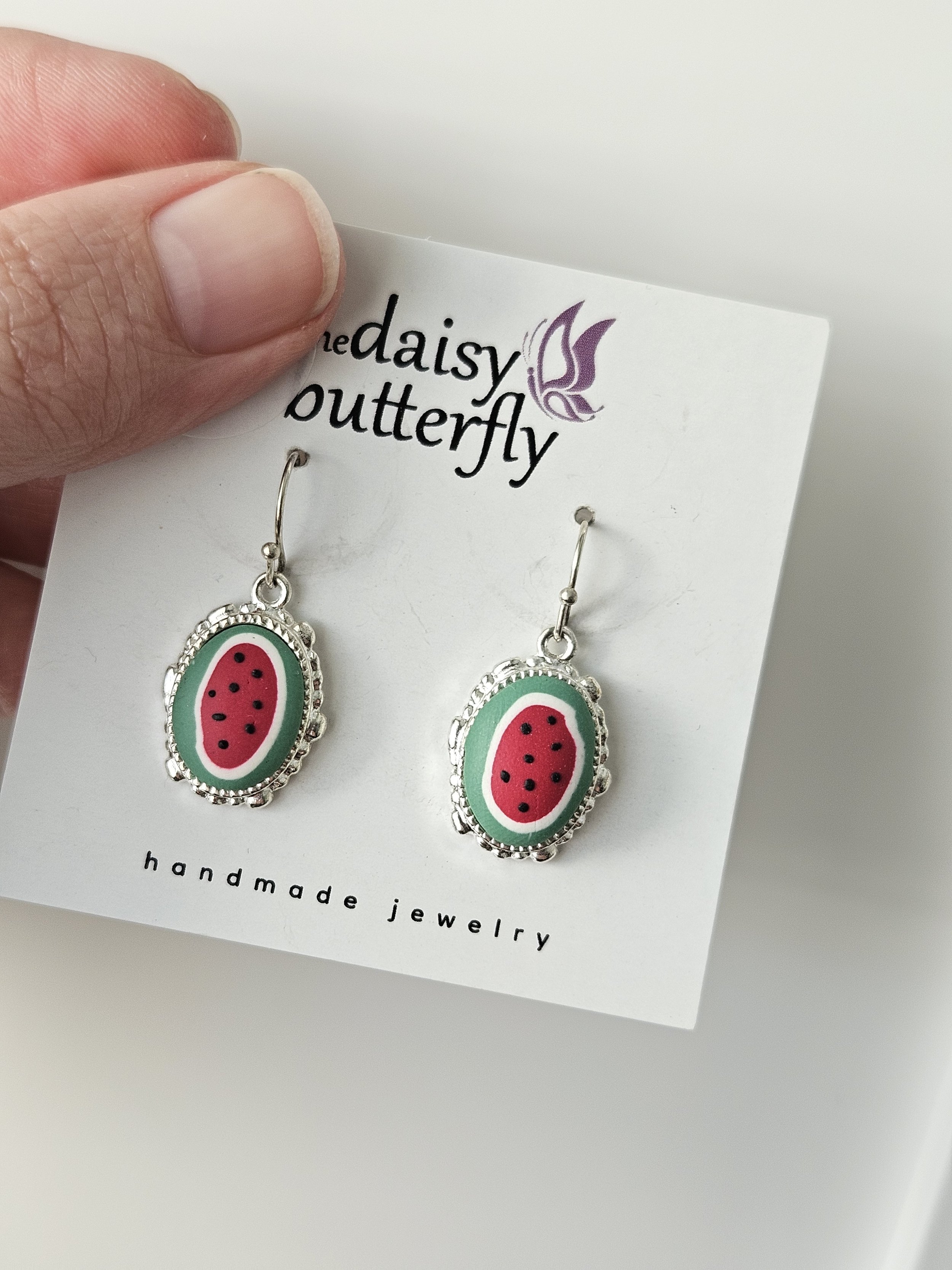 Watermelons on Silver Bezels