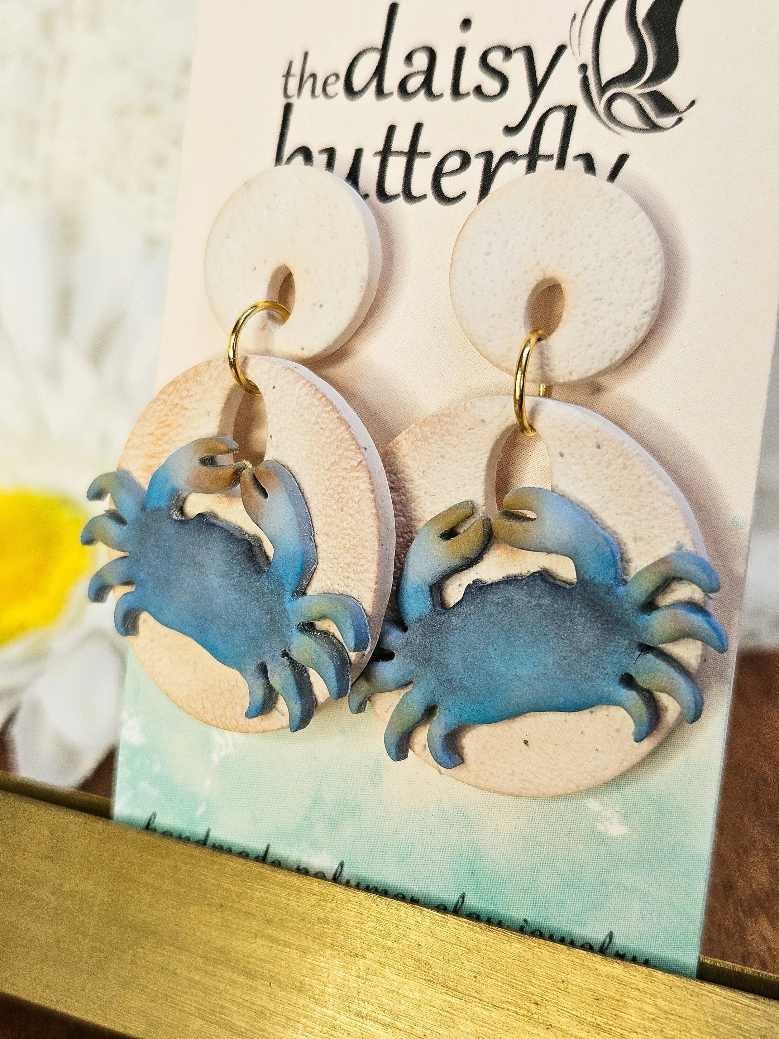 Blue Crab Dangle Earrings