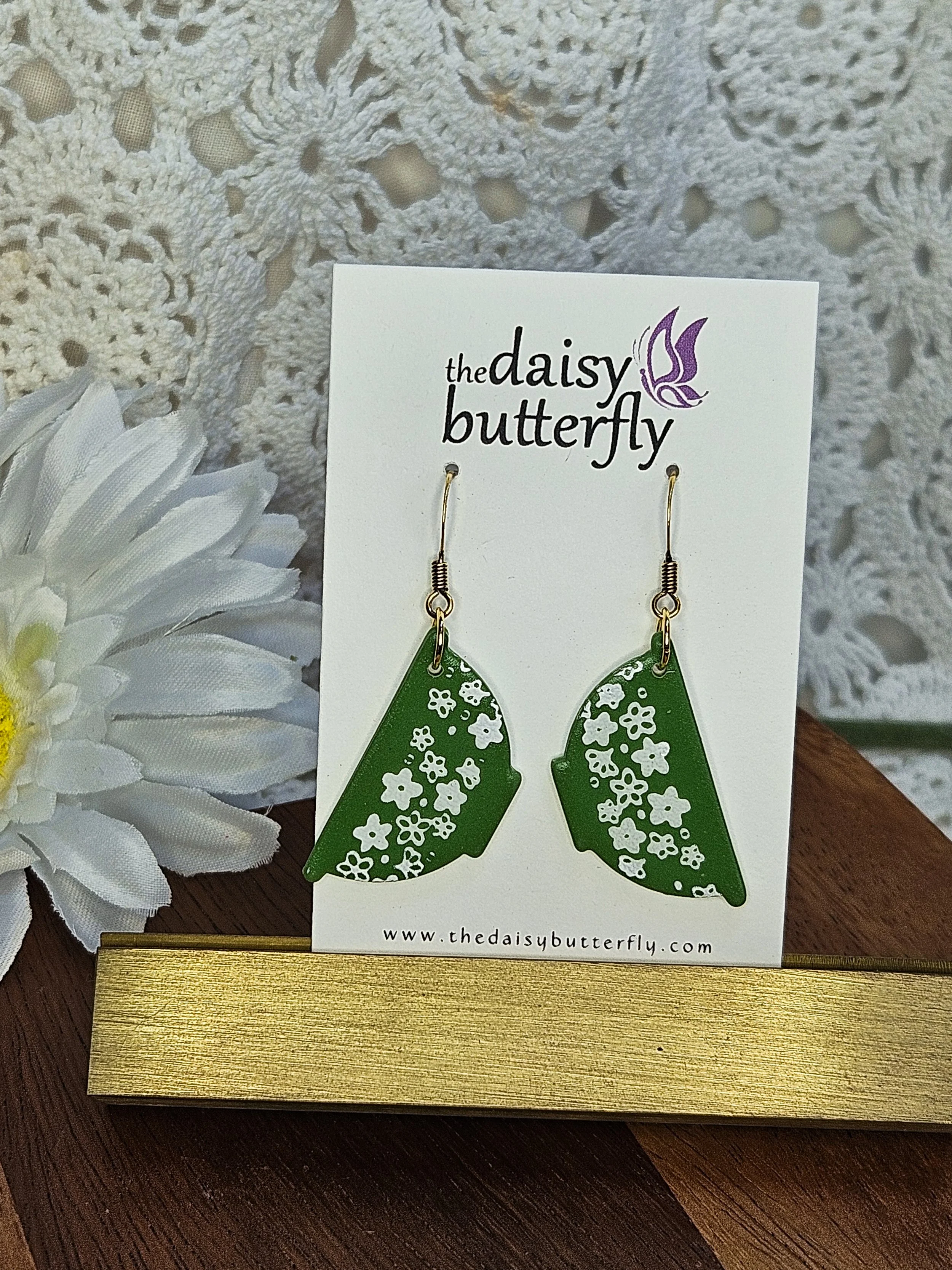 Vintage Glass Bowls with Flowers Earrings