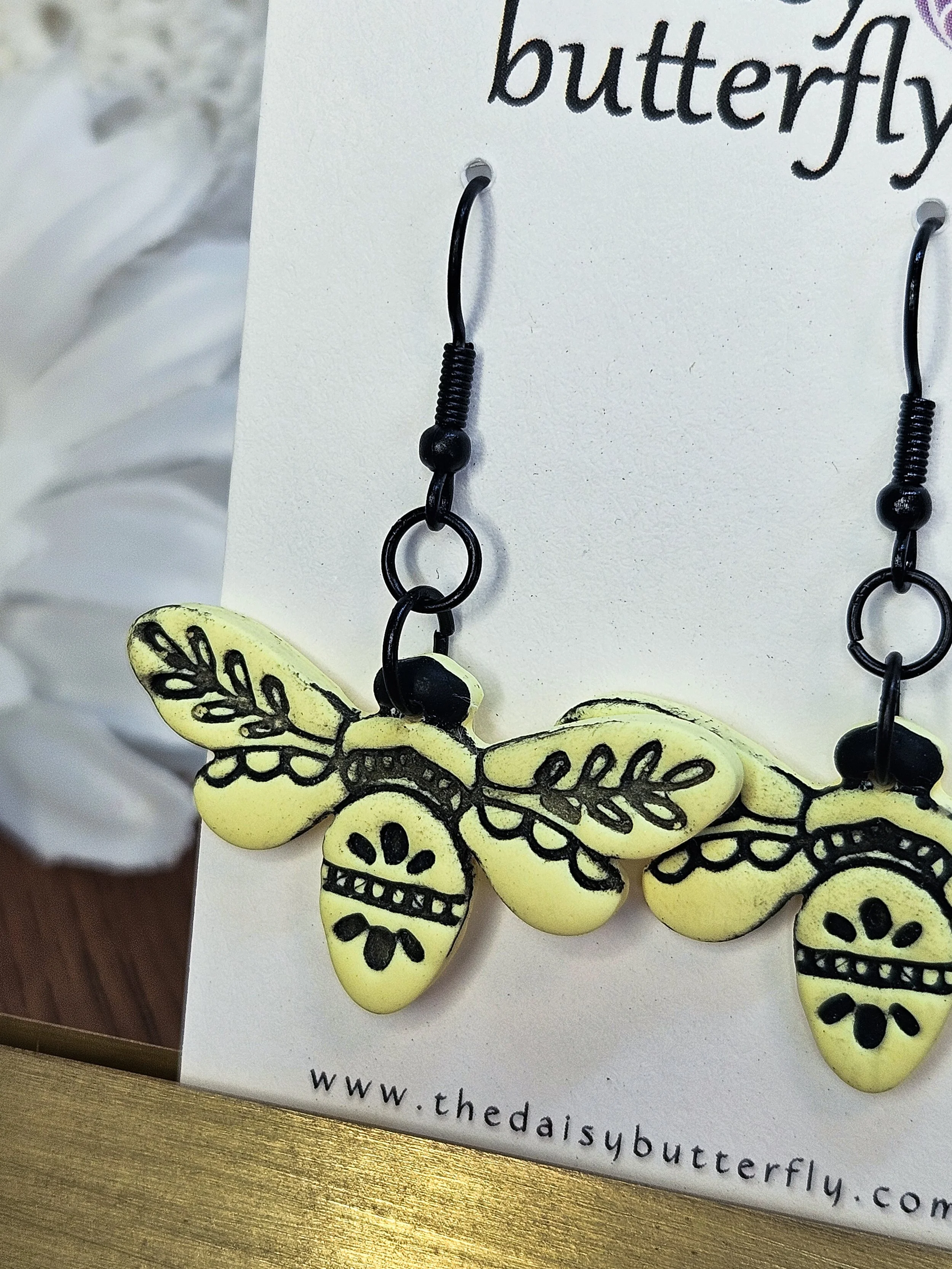 Folk Floral Bee Earrings
