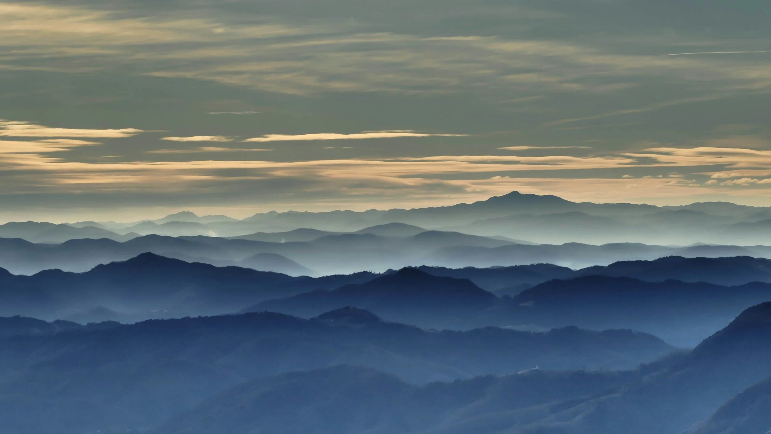 hazy blue mountain vista