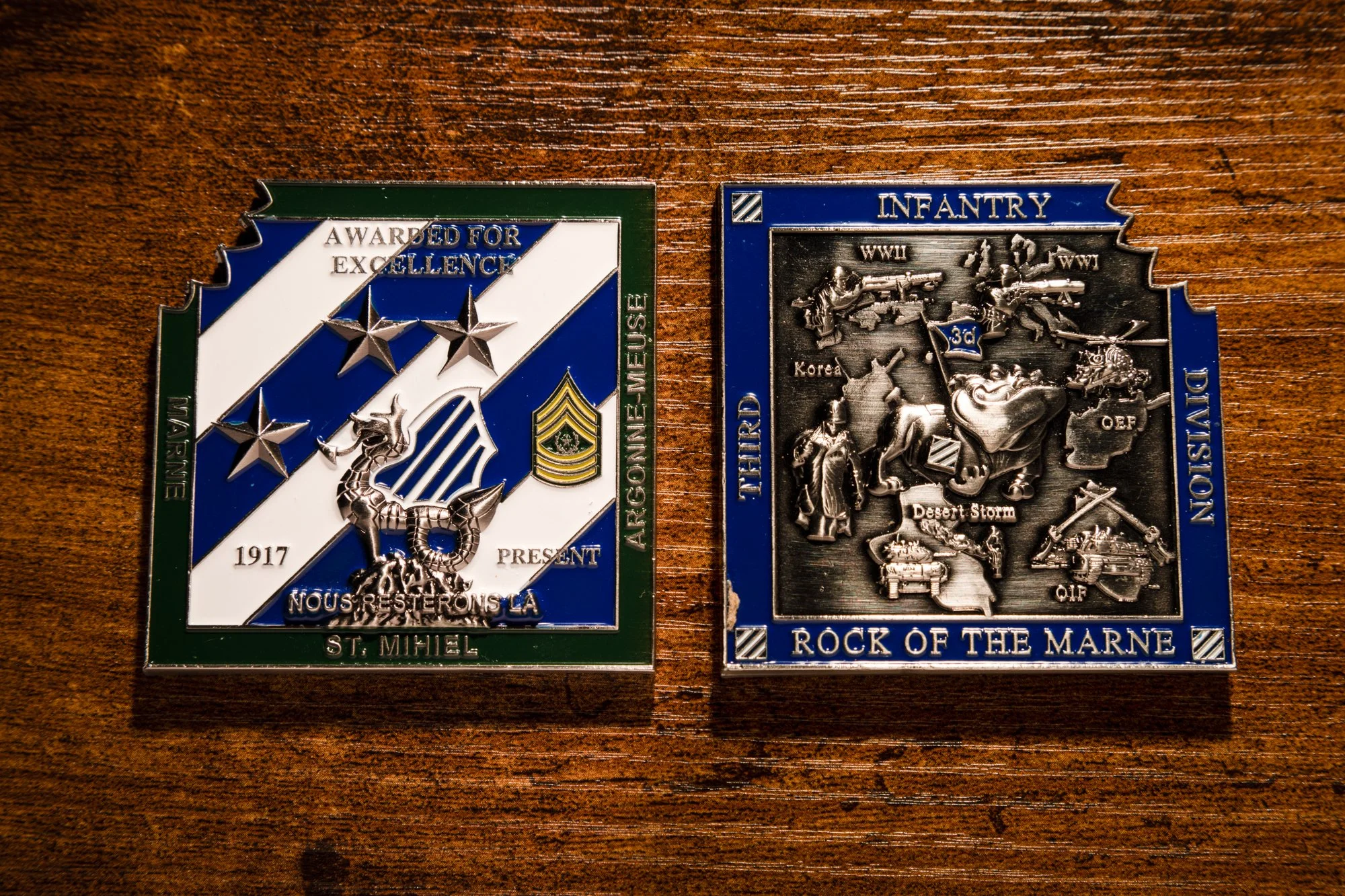 Three Star General and Command Sergeant Major Third Infantry Division Challenge Coin