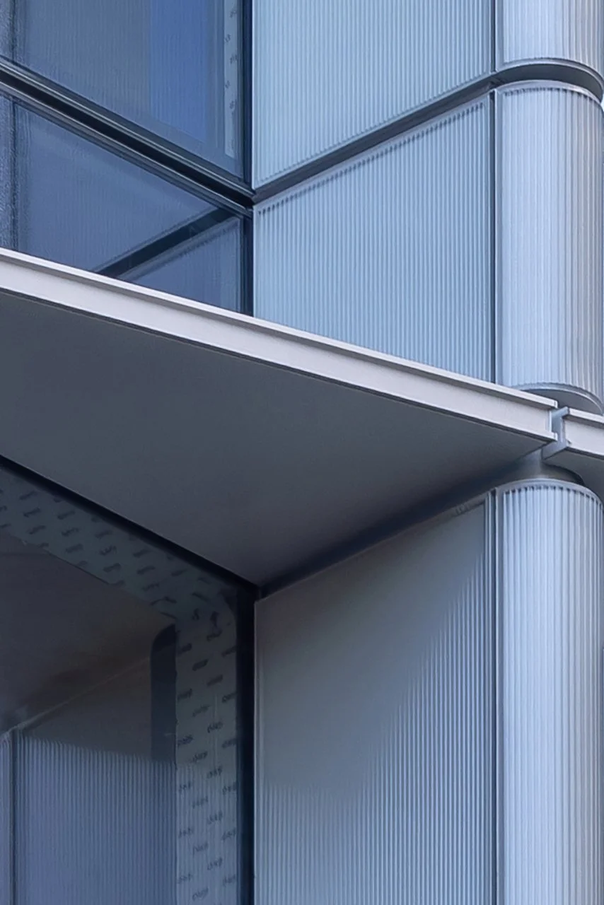 Facade glass detail at Chifley