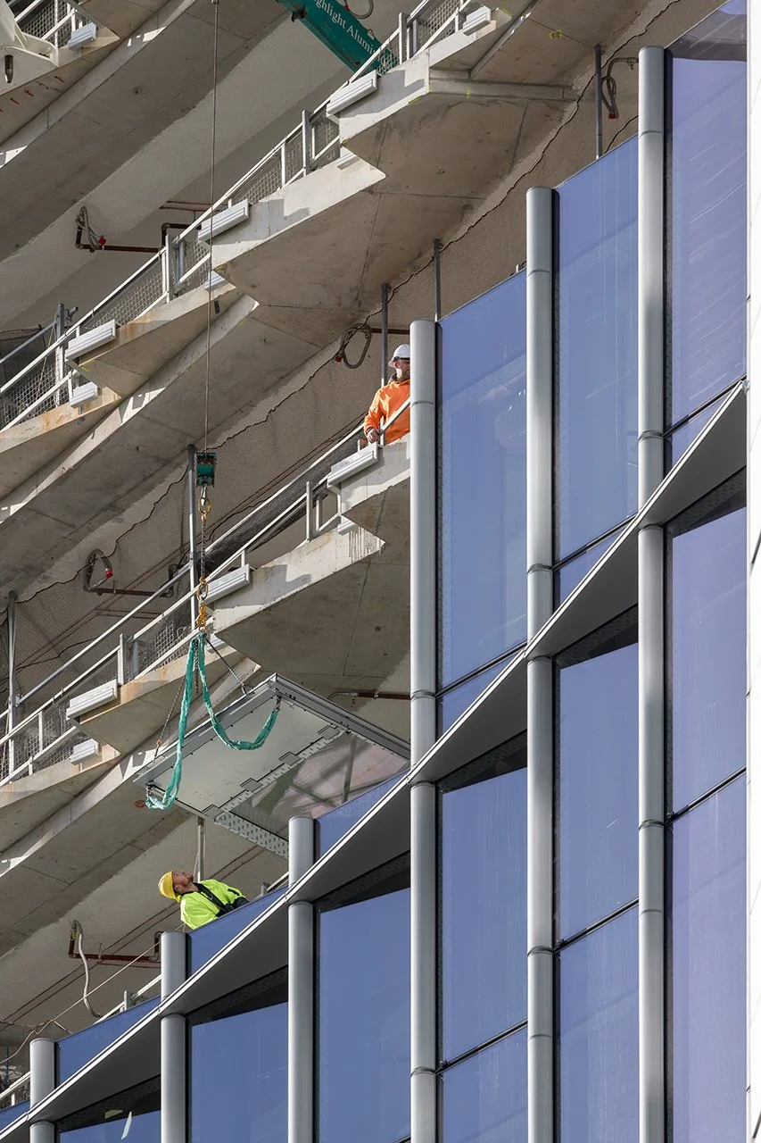 Glass Panel Installation at Chifley by Bates Smart