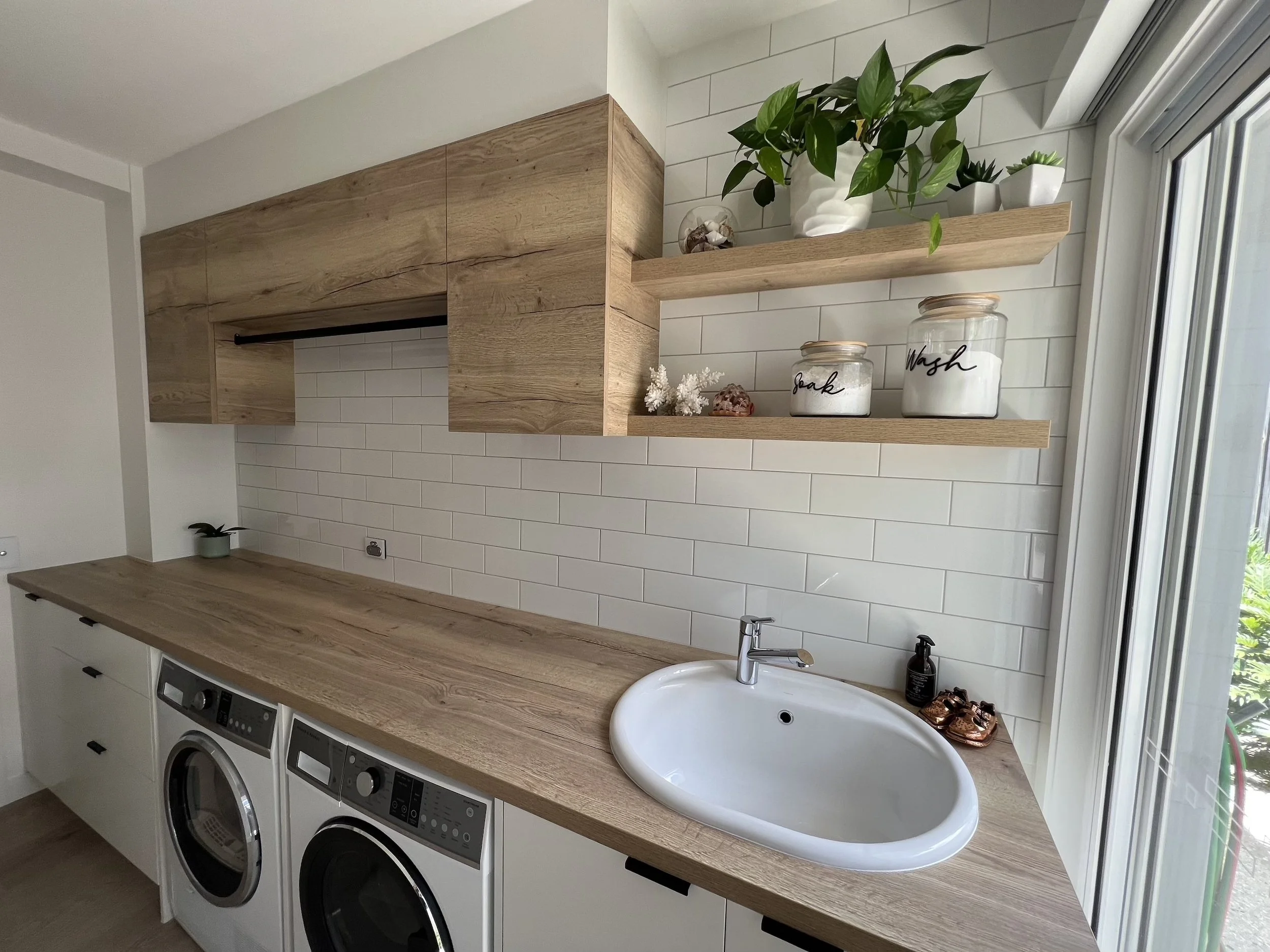 Light laundry cabinets