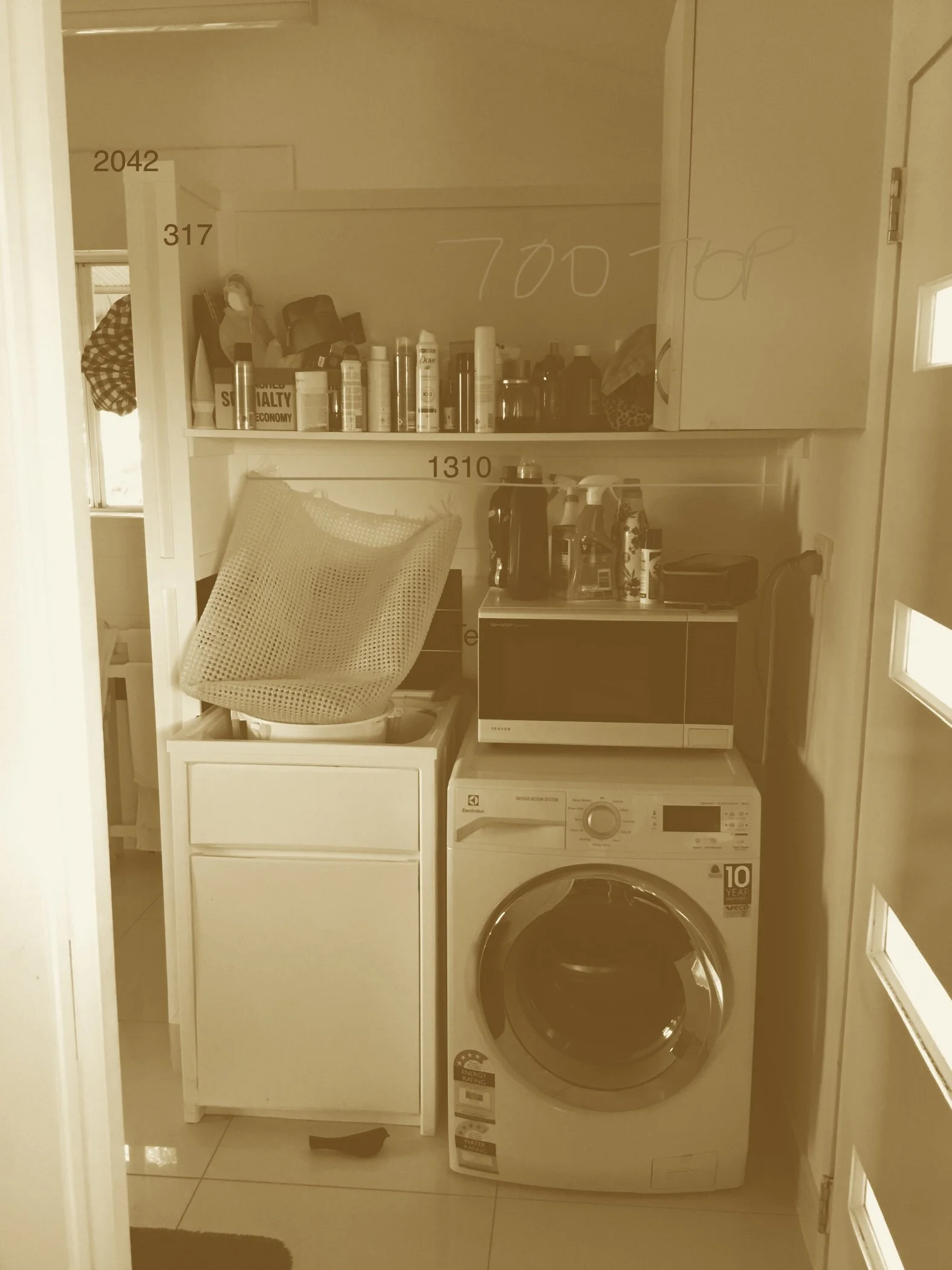 Sepia image of a laundry