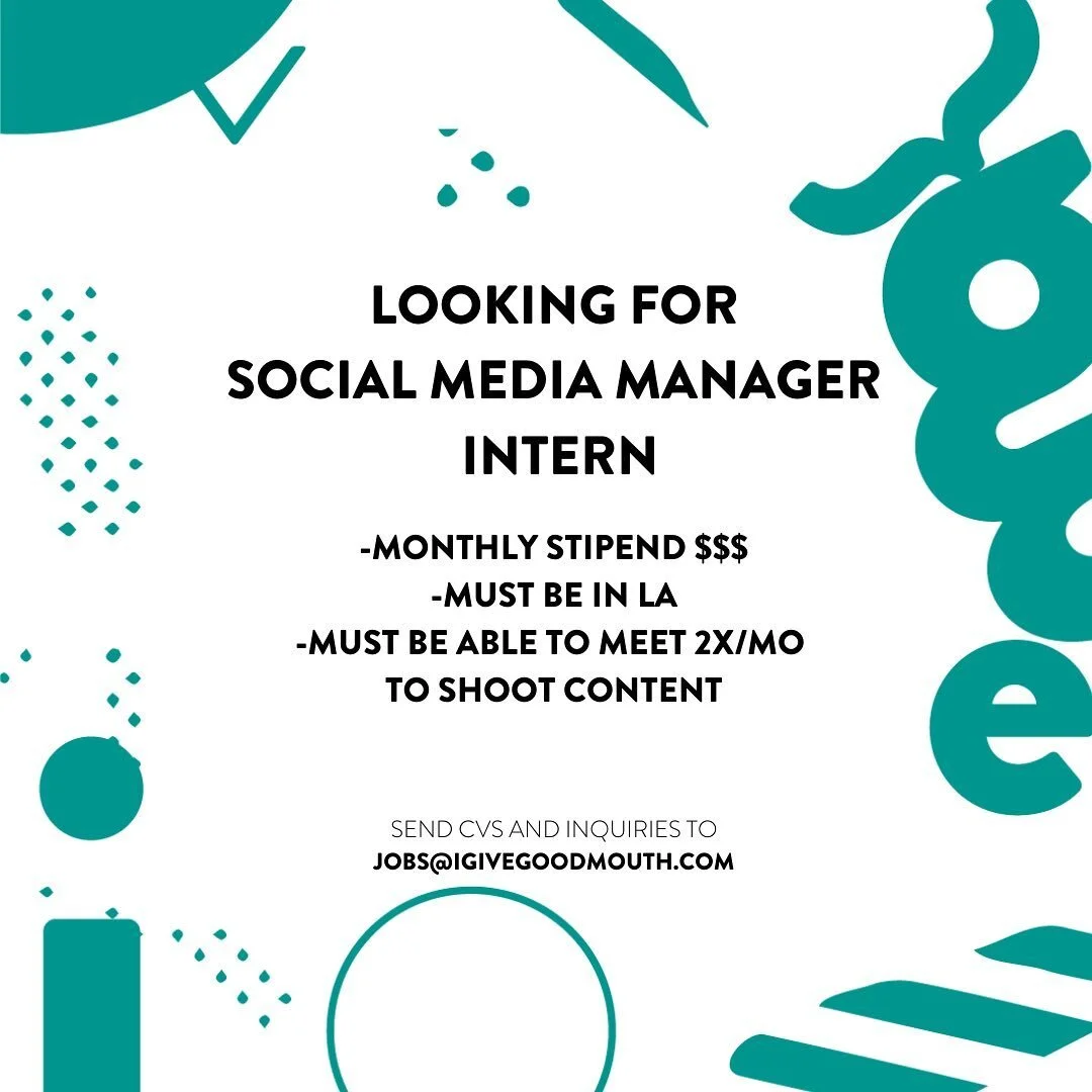 I&rsquo;m hiring! Looking for an intern support my social media dreams.