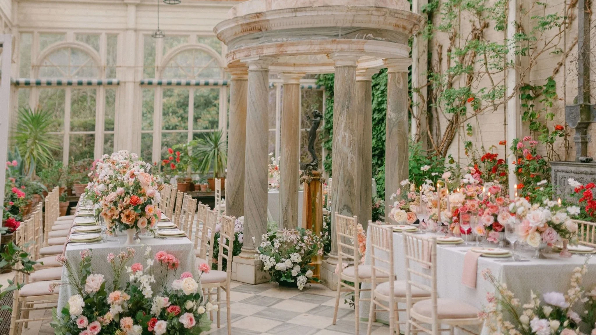 A Winter Garden Wedding Reception at Sennowe Park