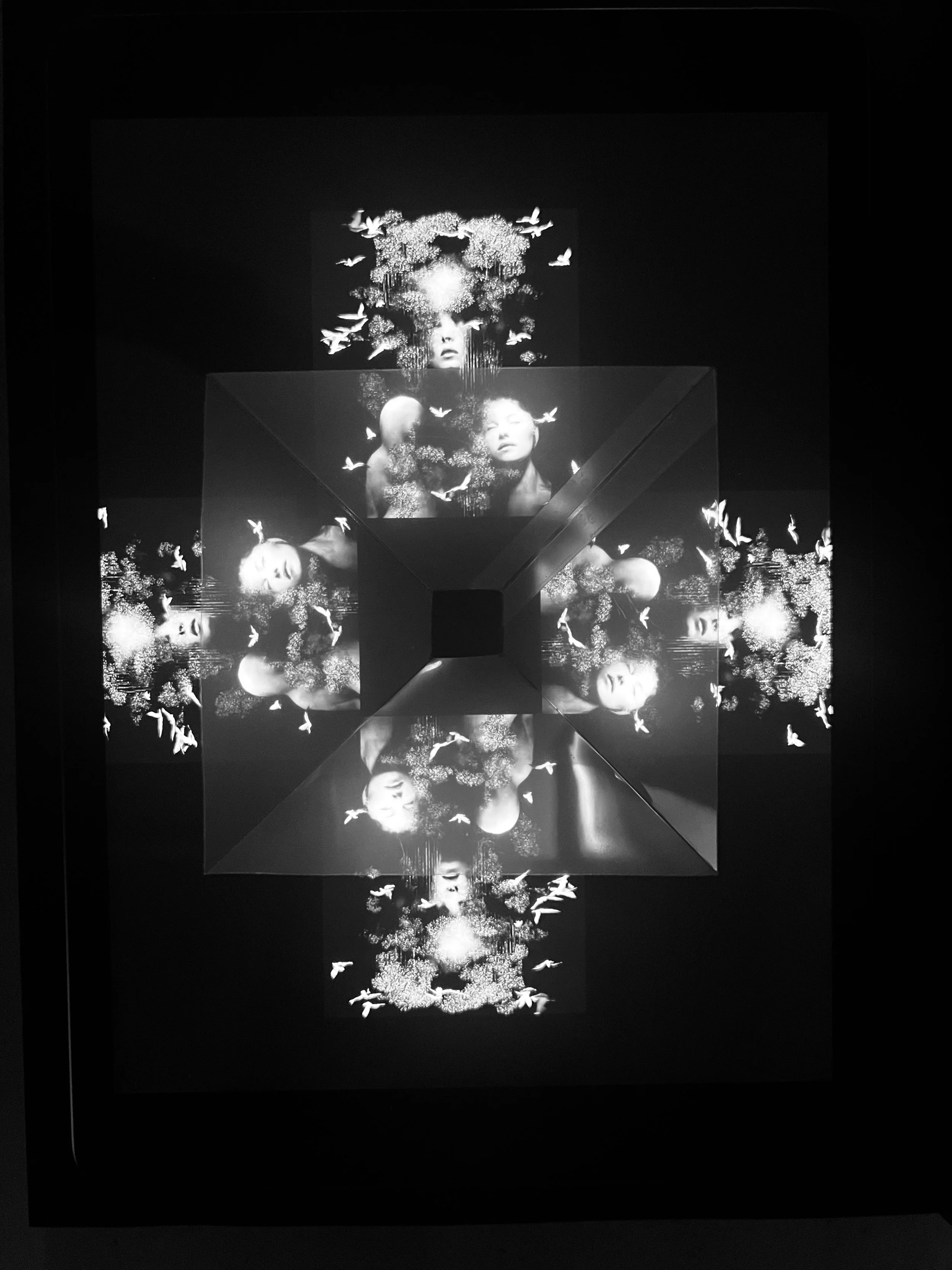 Four-part video projection - top view