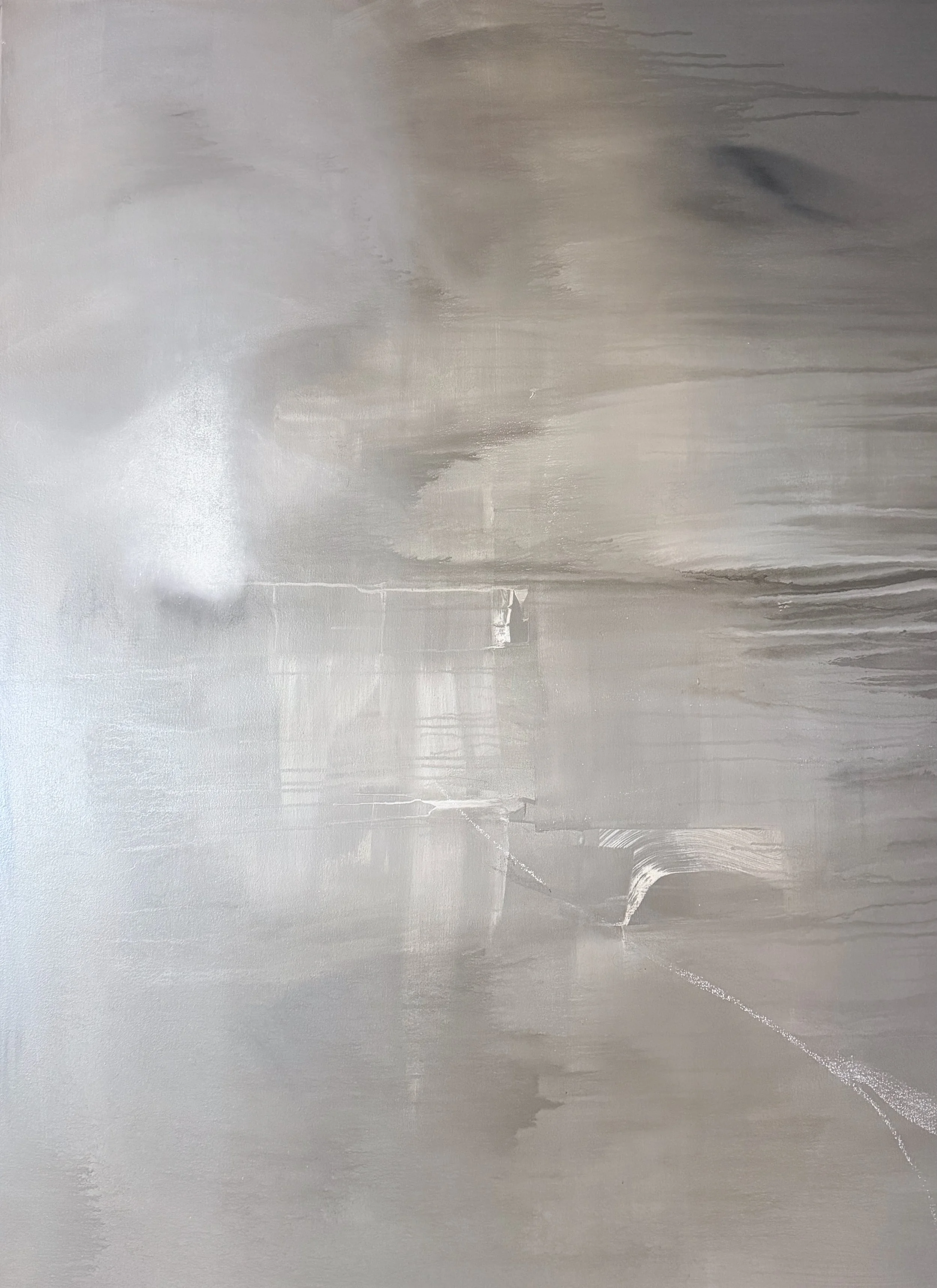 Notes Towards the Boundary of a Walking Dream (reflection/reverse view), 2026
Oil, acrylic, charcoal, chalk, pastel on linen
122 x 137 cm

