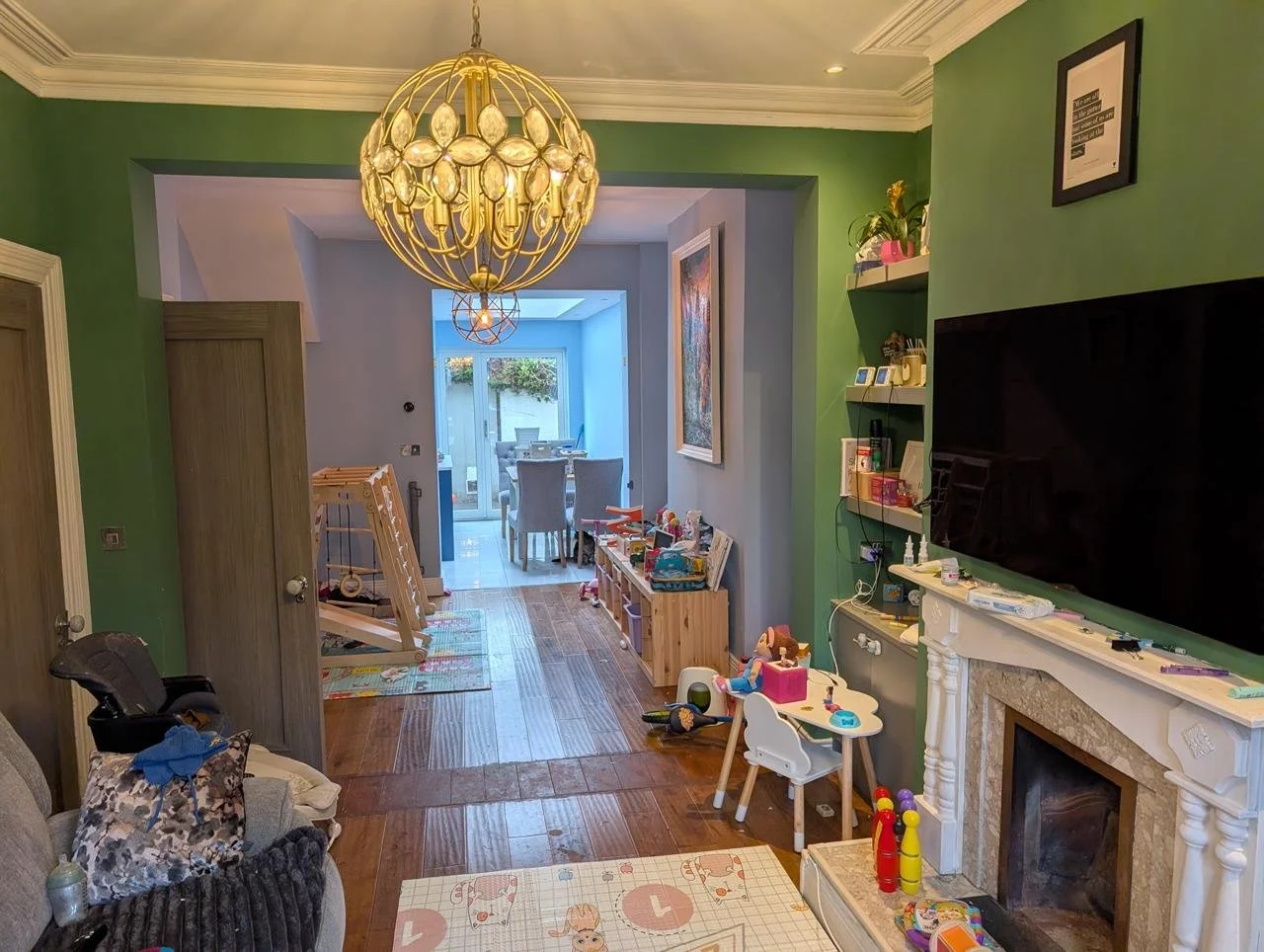 Open plan living space before occupied property home staging in Dublin, Ireland