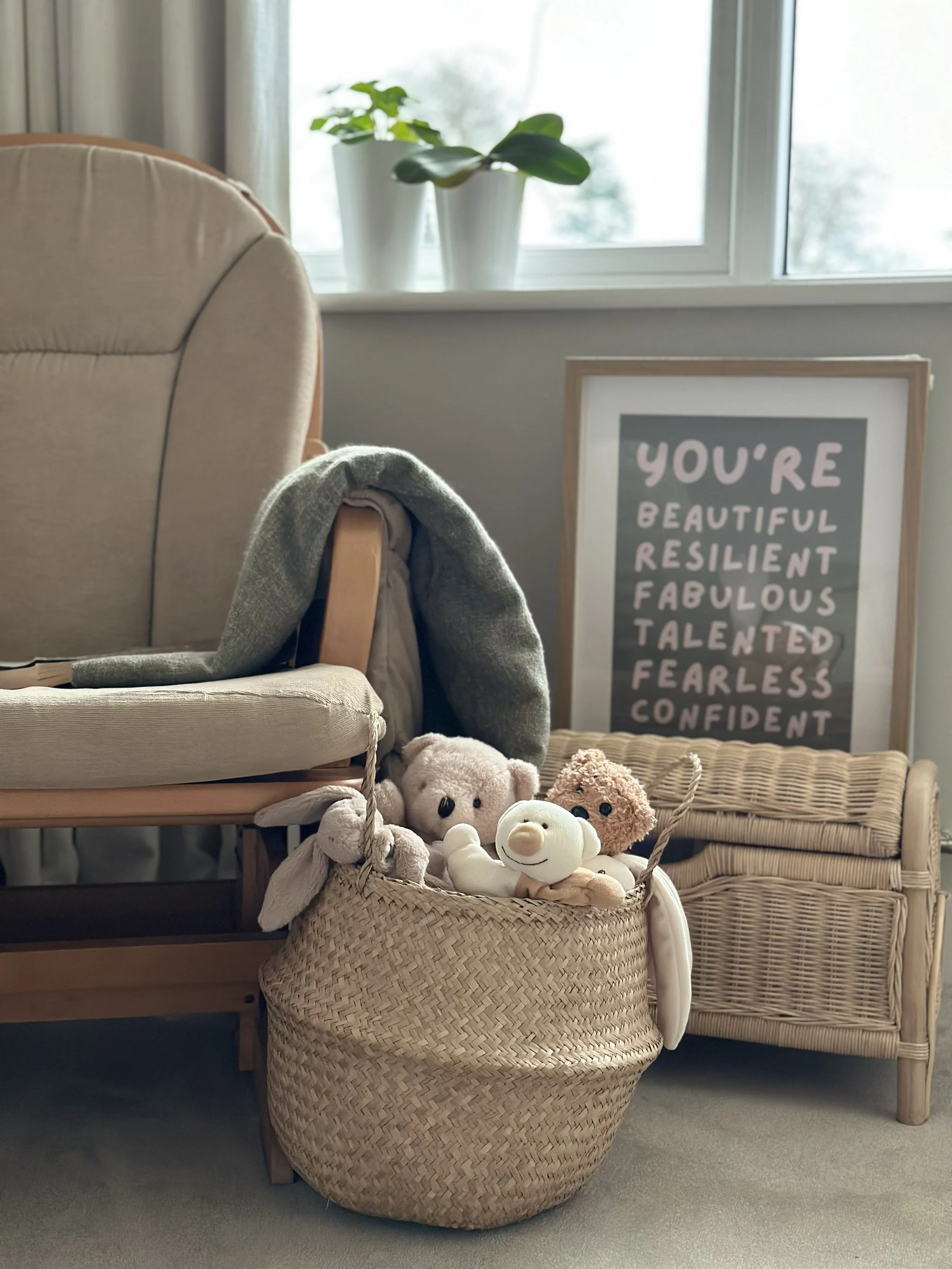 Thoughtfully styled nursery corner with playful details and soft textures that encourage calm and early childhood imagination.