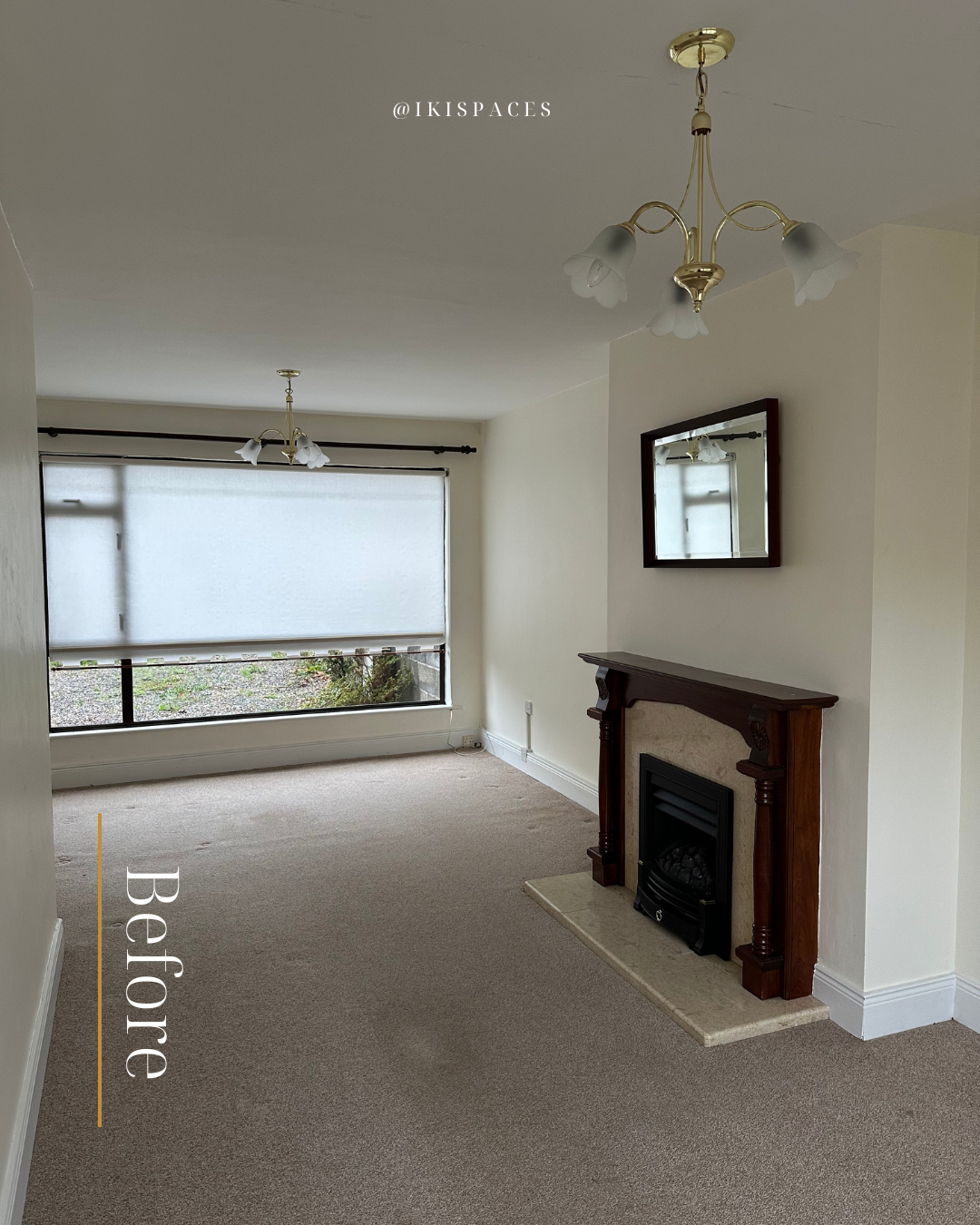 Before home staging of a vacant living room, showing empty space and layout prior to furniture and styling.