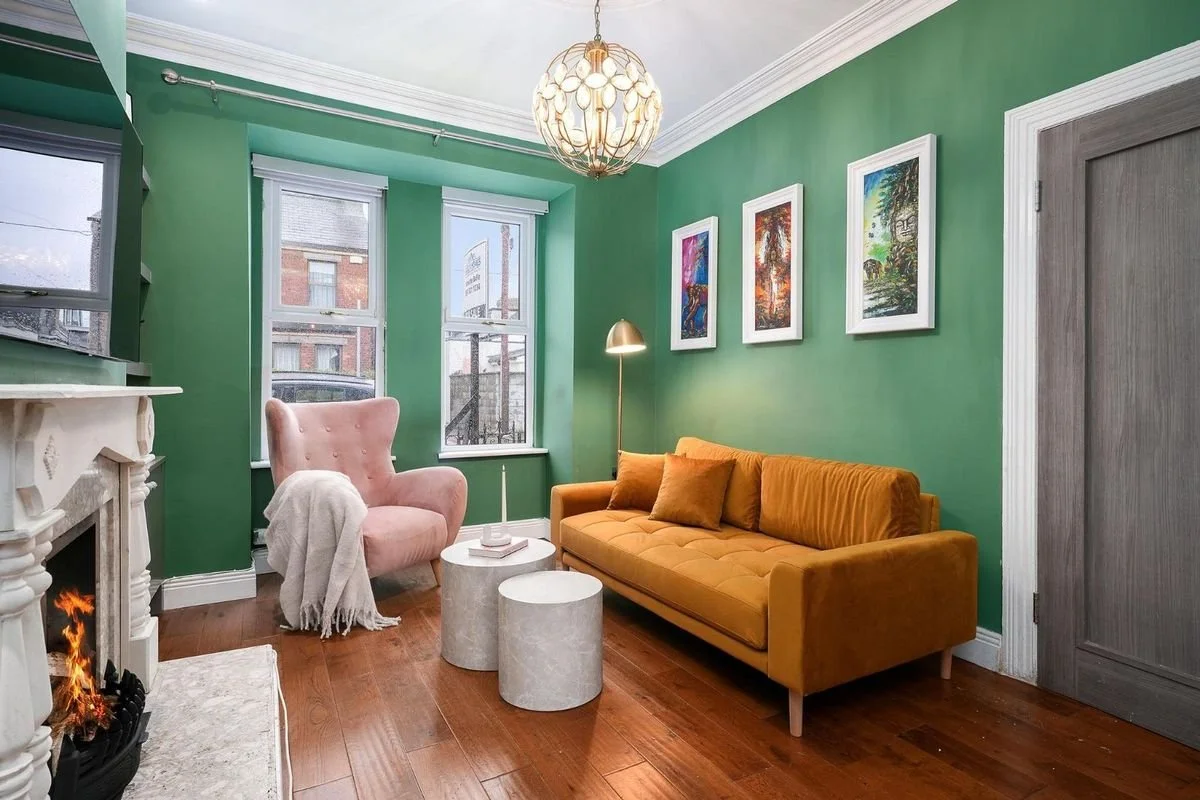 Living room after professional home staging for an occupied property in Dublin, Ireland