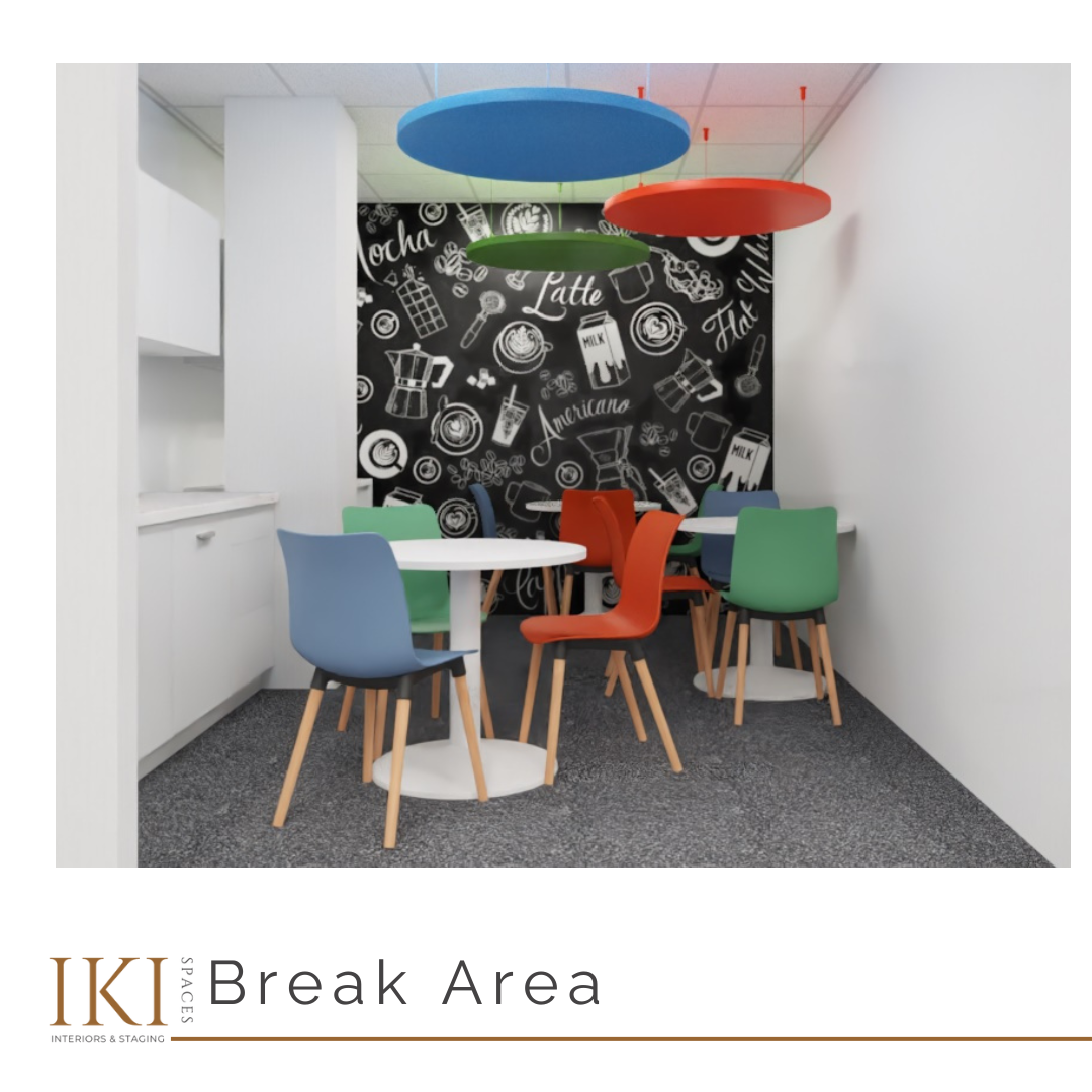Employee canteen and breakout space designed for modern offices – IKI Spaces interior design studio