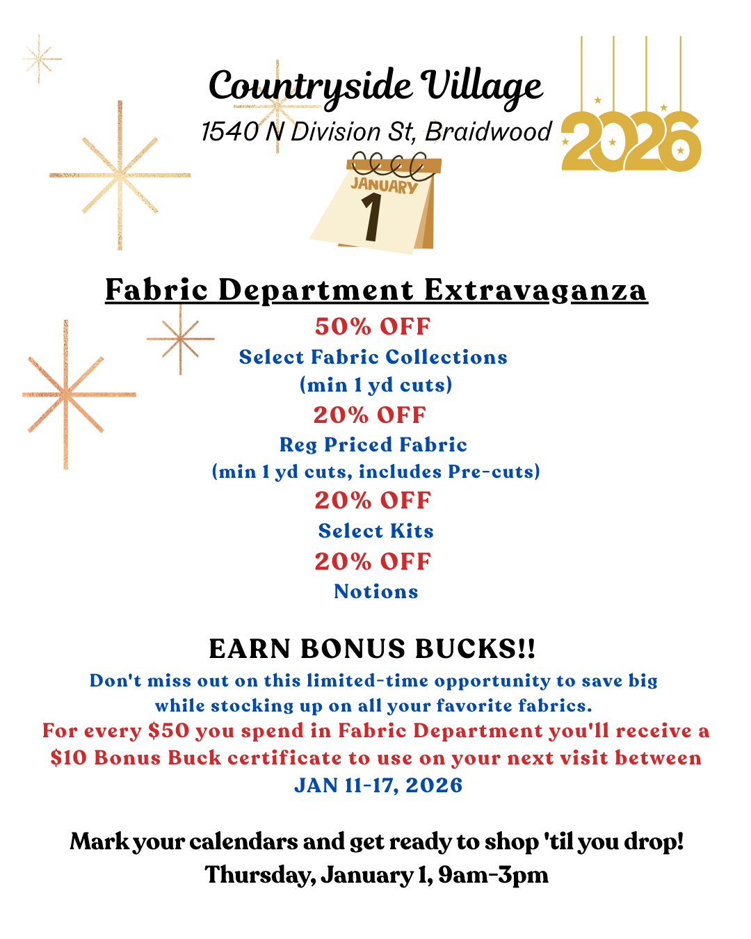 Annual New Year's Day Sale & Bonus Bucks