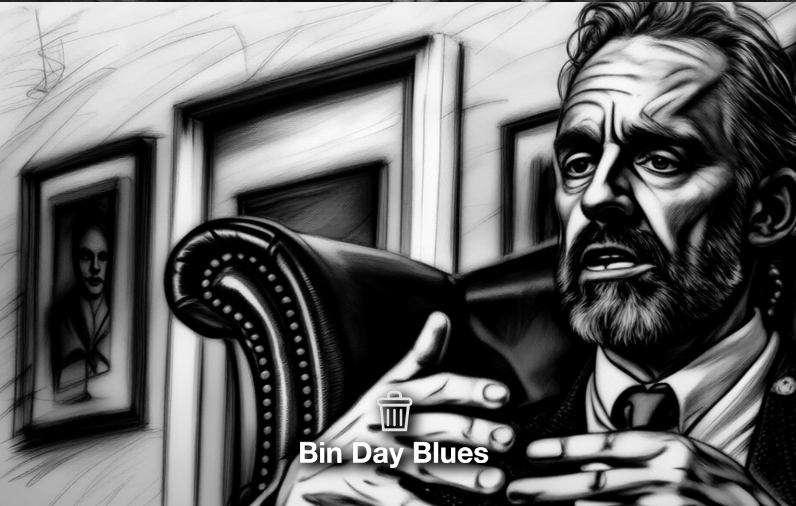 Portrait of Jordan Peterson with sharp features, suit jacket, neutral expression, soft lighting highlighting his face